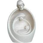 Stilisierte Heilige Familie aus Ahornholz – Moderne Krippenskulptur