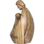 Stilisierte Heilige Familie aus Ahornholz – Moderne Krippenskulptur
