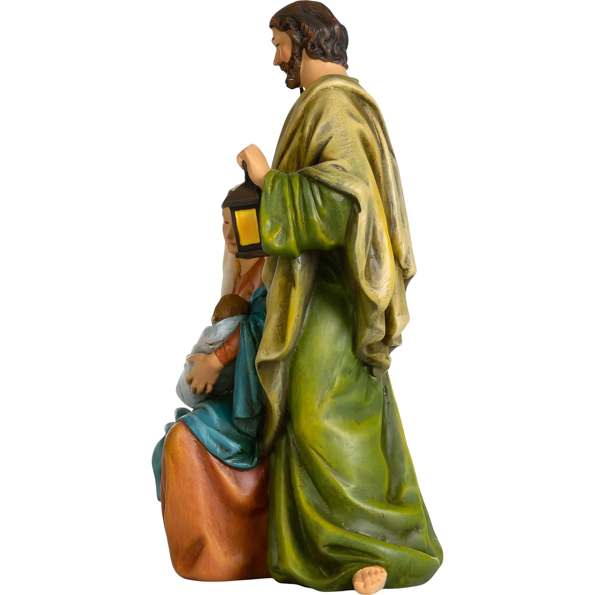 Sagrada Família em Pasta de Madeira com Lanterna, Artesanato Val Gardena