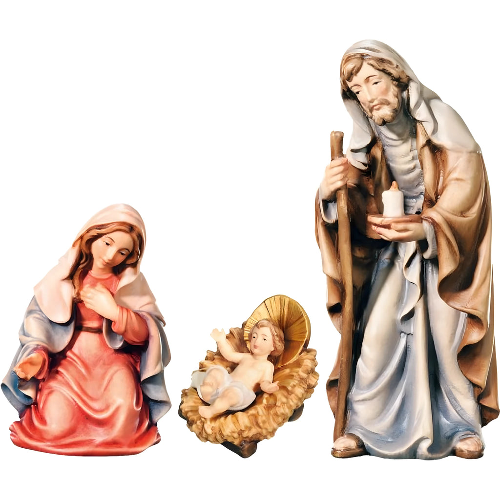 Sainte Famille pour Crèche en Bois du Val Gardena | Marie, Joseph et l'Enfant Jésus