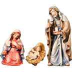 Sainte Famille pour Crèche en Bois du Val Gardena | Marie, Joseph et l'Enfant Jésus