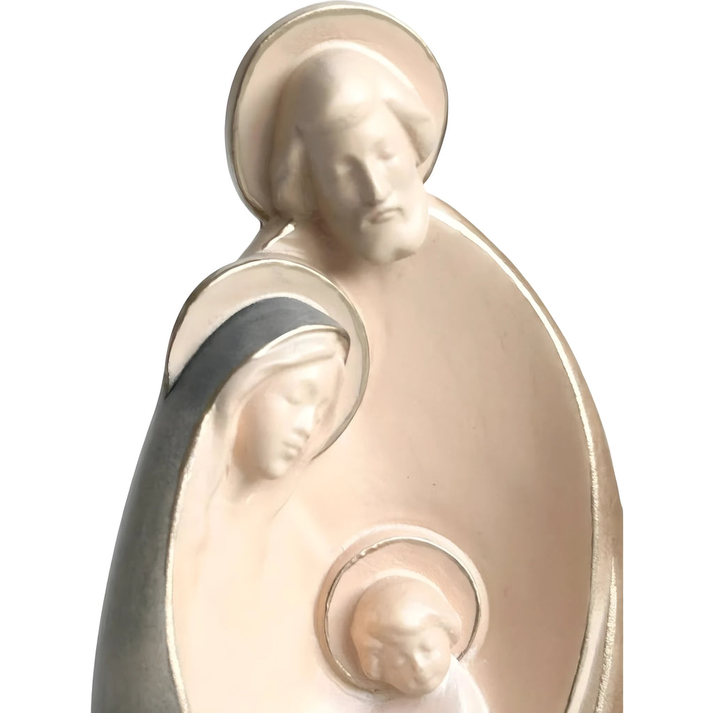 Stylizowana Święta Rodzina, rzeźba z drewna klonowego z Val Gardena