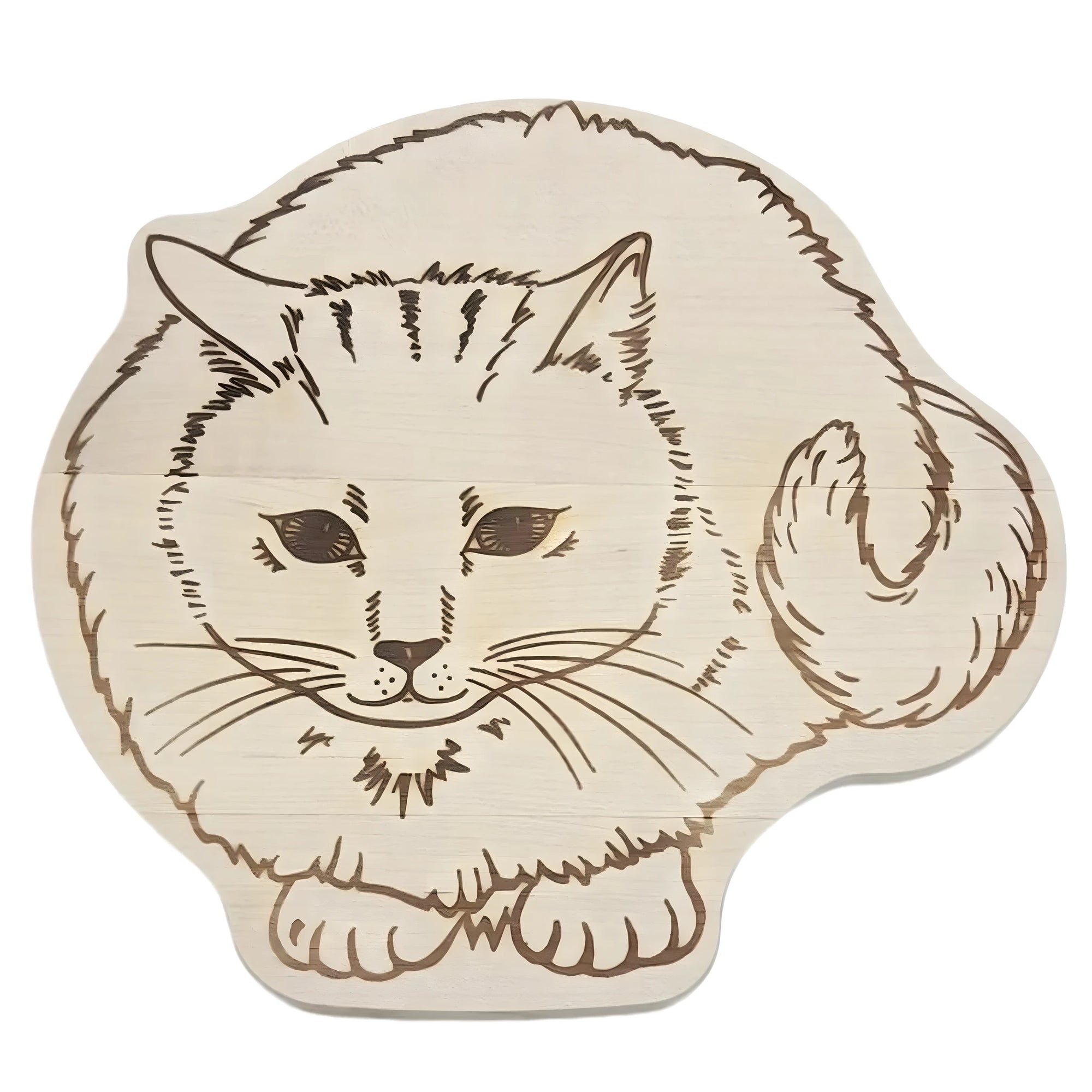 Stylized Cat Decorative Silhouette in Val Gardena Maple Wood