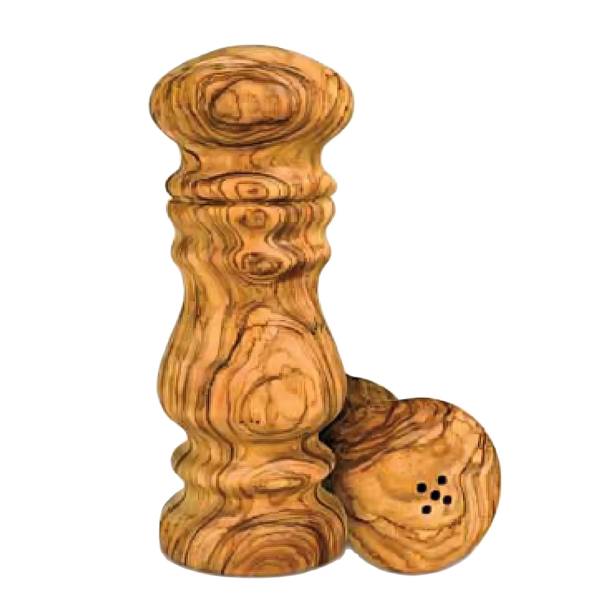 Handcrafted Natural Olive Wood Salt Shaker from Val Gardena