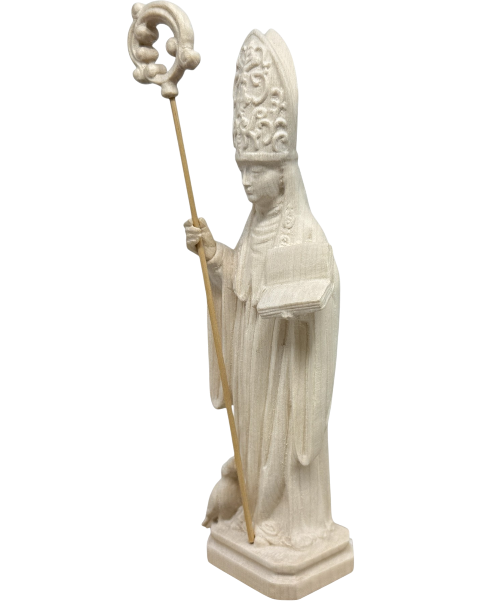 Saint Benedict of Norcia: Hand-Carved Wooden Statue from Val Gardena