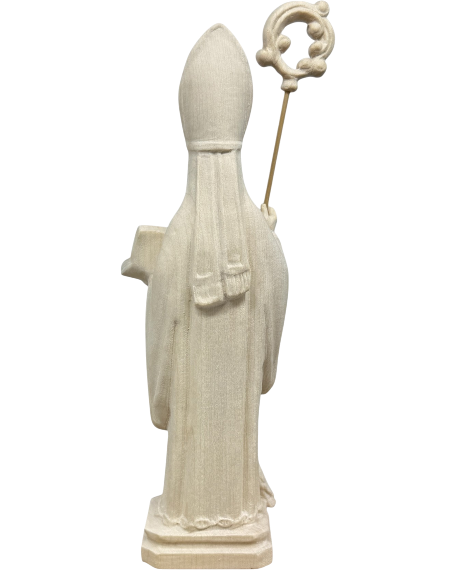 Saint Benedict of Norcia: Hand-Carved Wooden Statue from Val Gardena