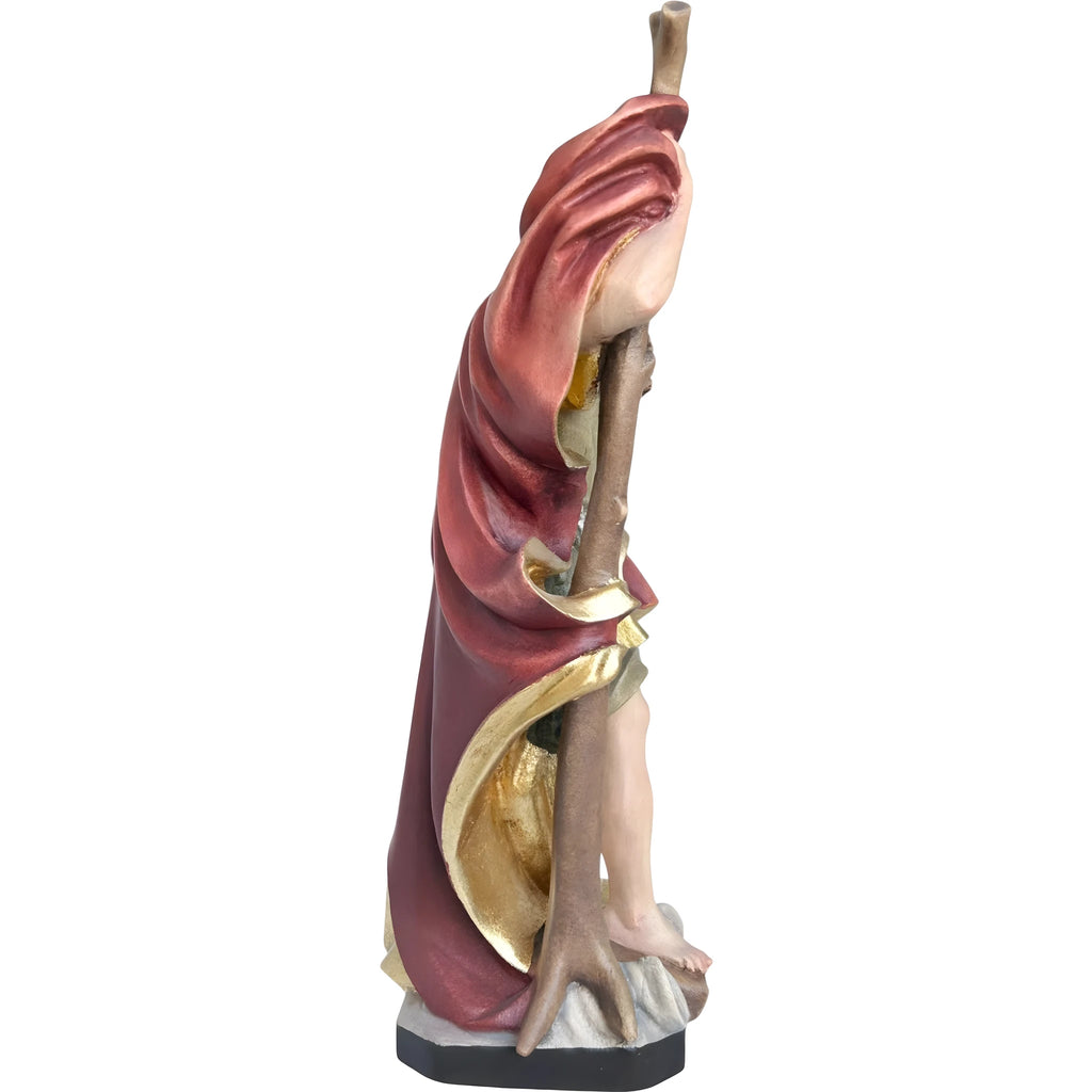 San Cristoforo con Gesù Bambino statua legno acero colorata a olio Val Gardena - Dolfi