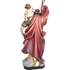 San Cristoforo con Gesù Bambino statua legno acero colorata a olio Val Gardena - Dolfi