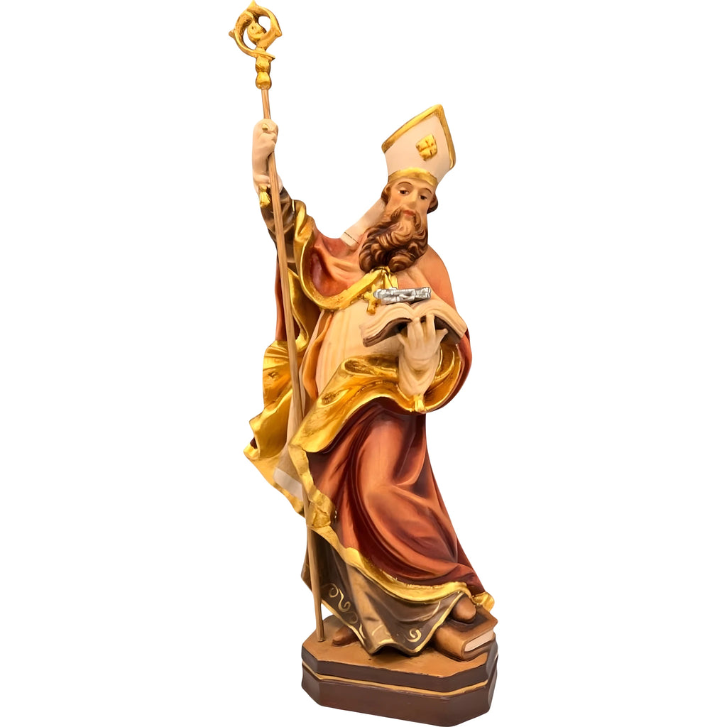 Saint Germanus of Paris: Hand-Carved Wood Statue from Val Gardena