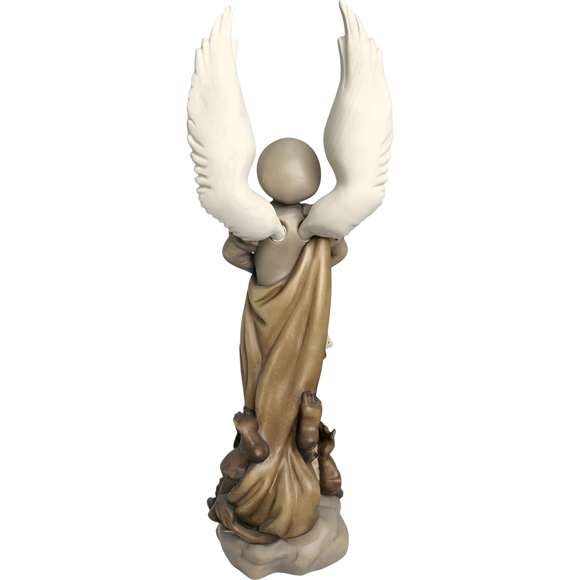 São Miguel Arcanjo com Espada e Diabo - Escultura Sagrada em Madeira do Val Gardena