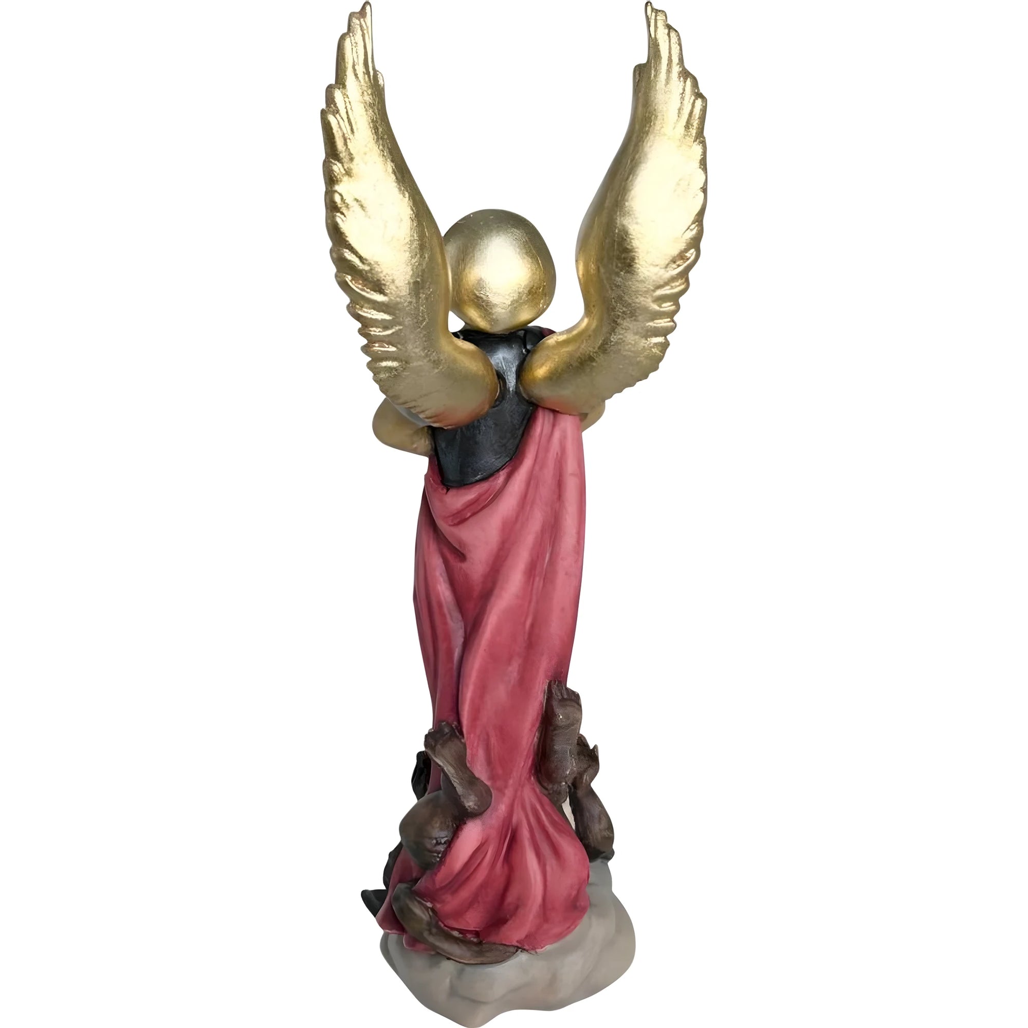 São Miguel Arcanjo com Espada e Diabo - Escultura Sagrada em Madeira do Val Gardena