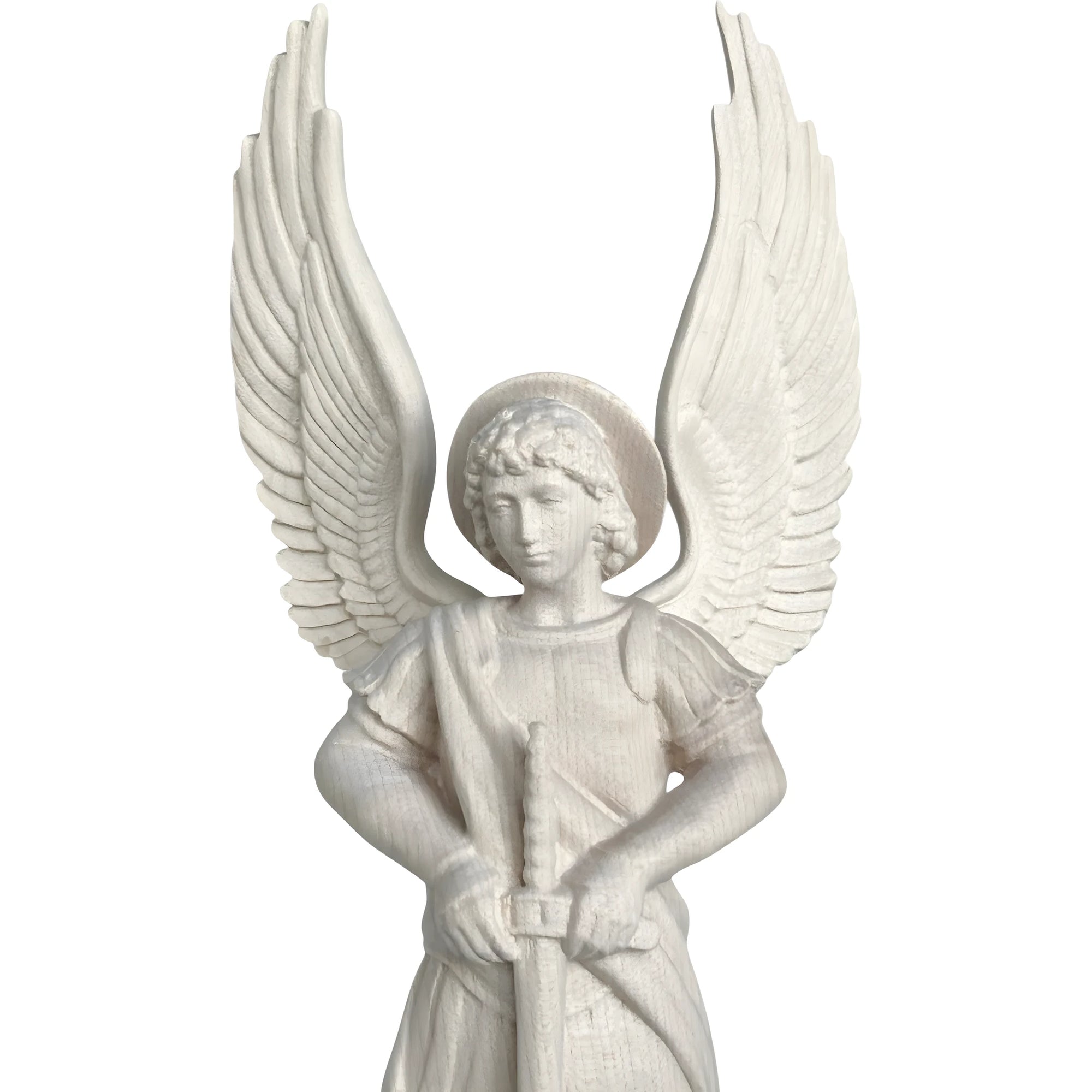 São Miguel Arcanjo com Espada e Diabo - Escultura Sagrada em Madeira do Val Gardena