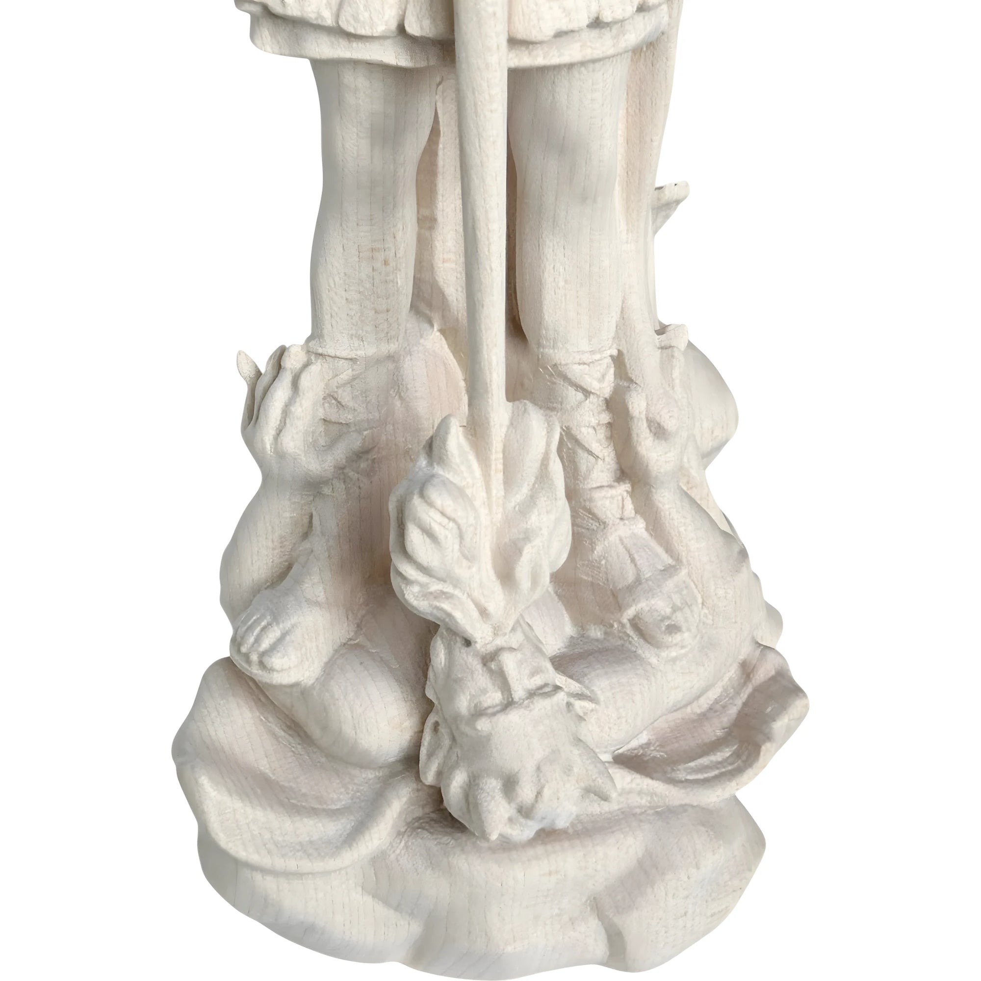 São Miguel Arcanjo com Espada e Diabo - Escultura Sagrada em Madeira do Val Gardena