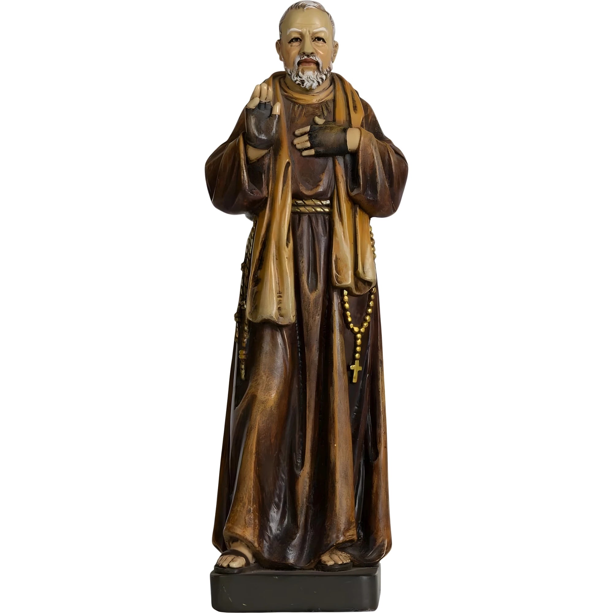São Padre Pio de Pietrelcina: Escultura Artesanal 20 cm em Massa de Madeira Val Gardena