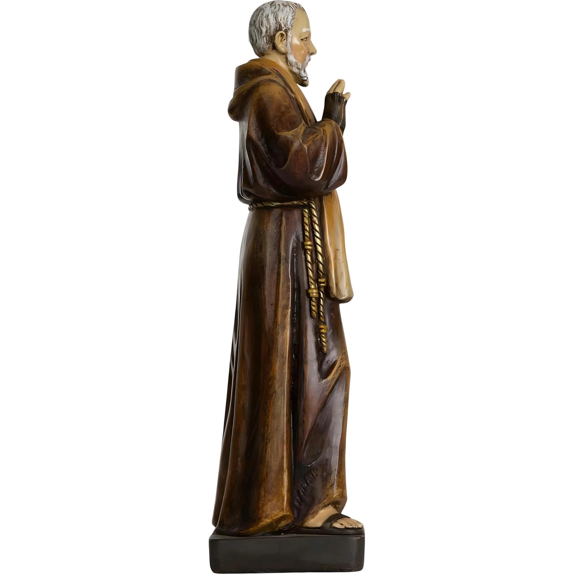 São Padre Pio de Pietrelcina: Escultura Artesanal 20 cm em Massa de Madeira Val Gardena