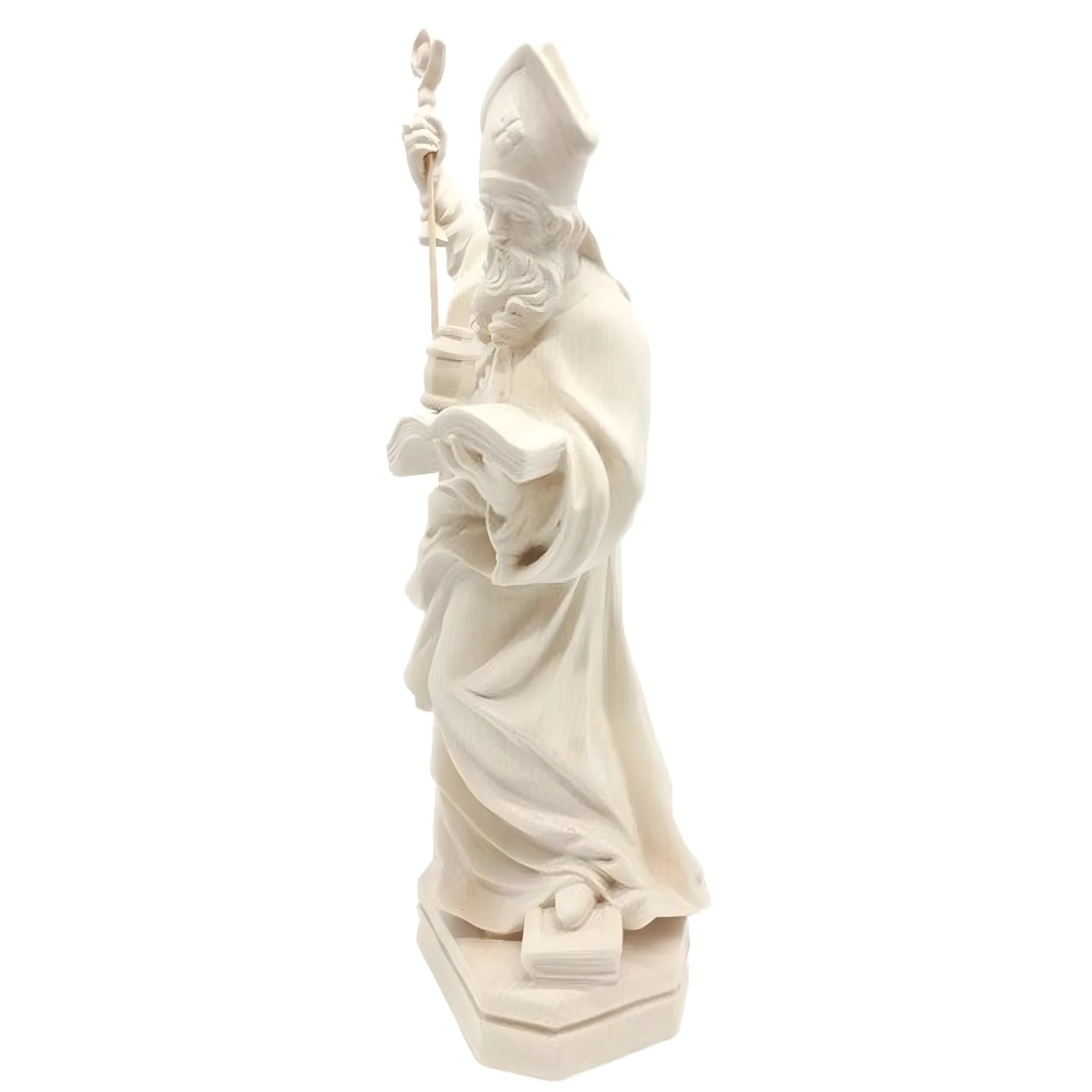 Statue des heiligen Rupert, Bischof, mit Salzfass und Buch – Ahorn- und Lindenholz