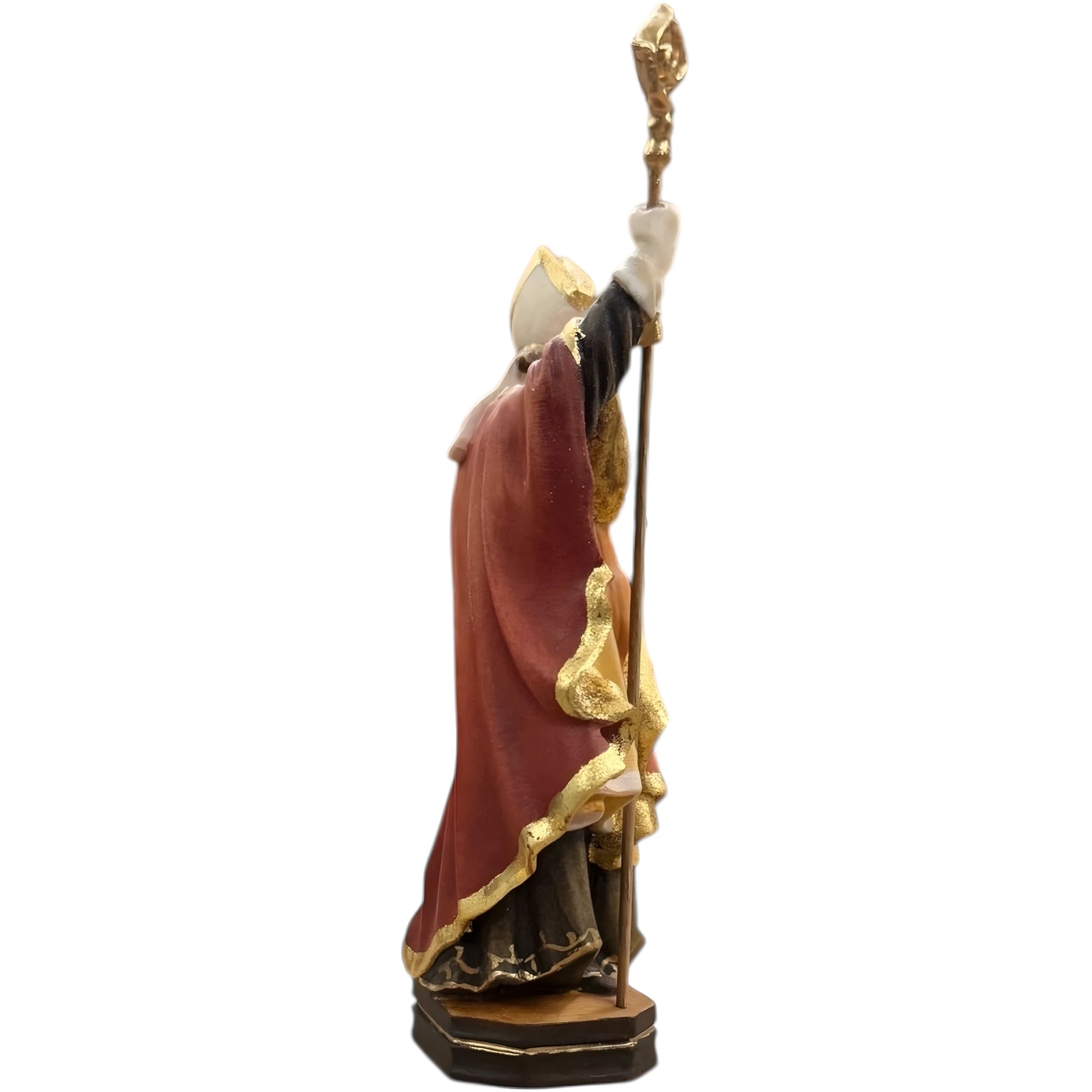 São Urbano Bispo com Uvas em Madeira | Estátua Artesanal Val Gardena