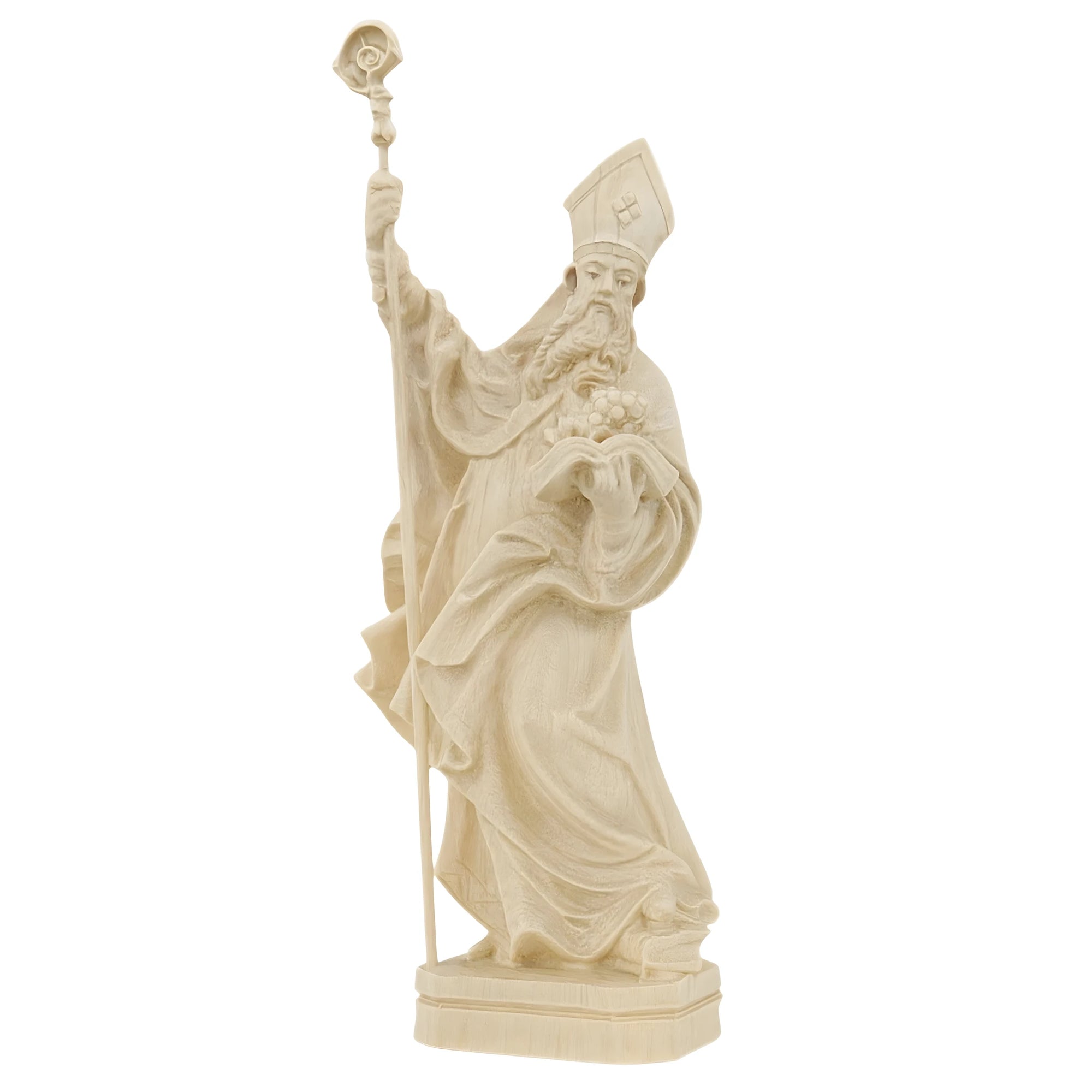 São Urbano Bispo com Uvas em Madeira | Estátua Artesanal Val Gardena