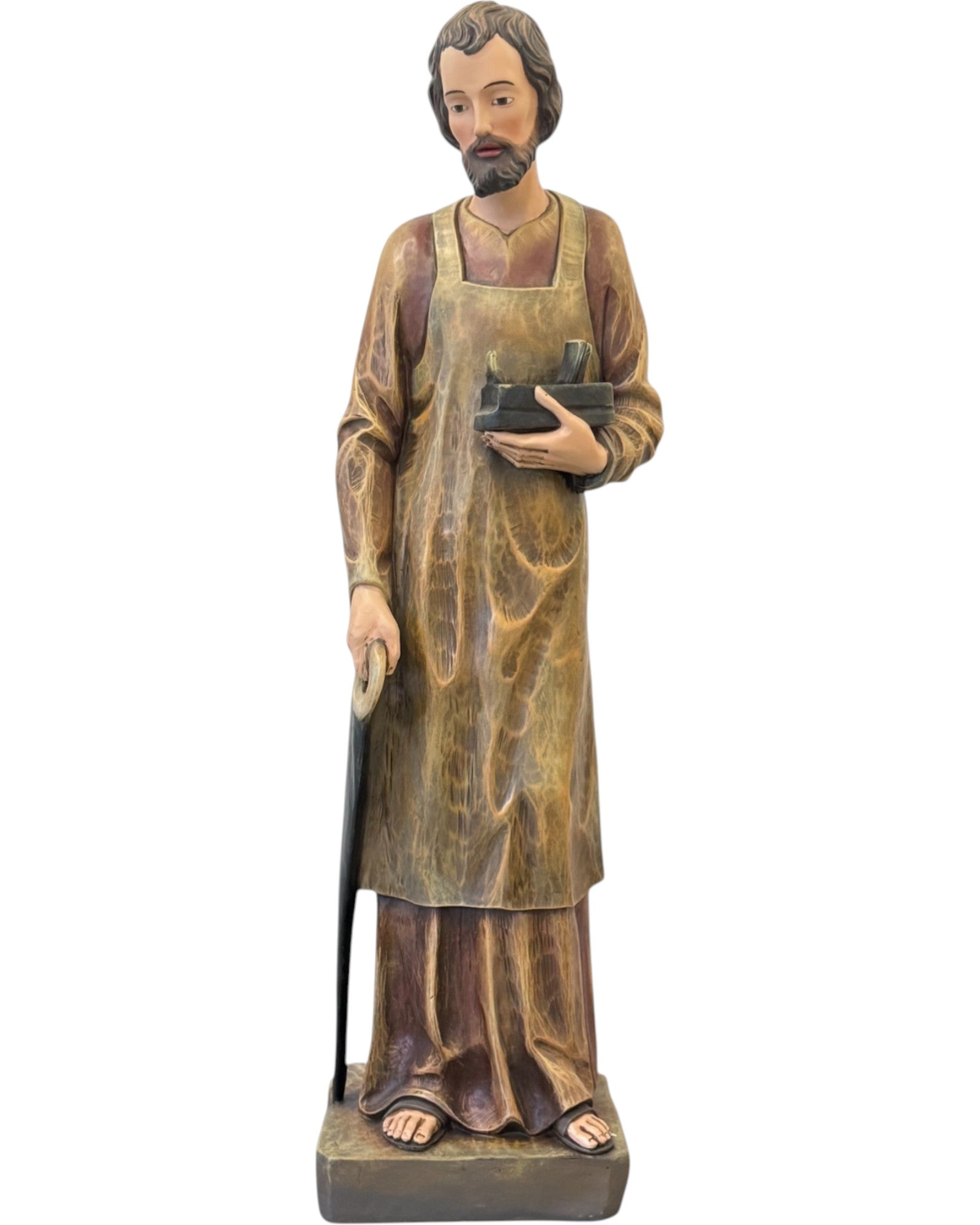 San Giuseppe Lavoratore statua fibra di vetro 120 cm dipinta a mano colori ad olio - Dolfi Val Gardena