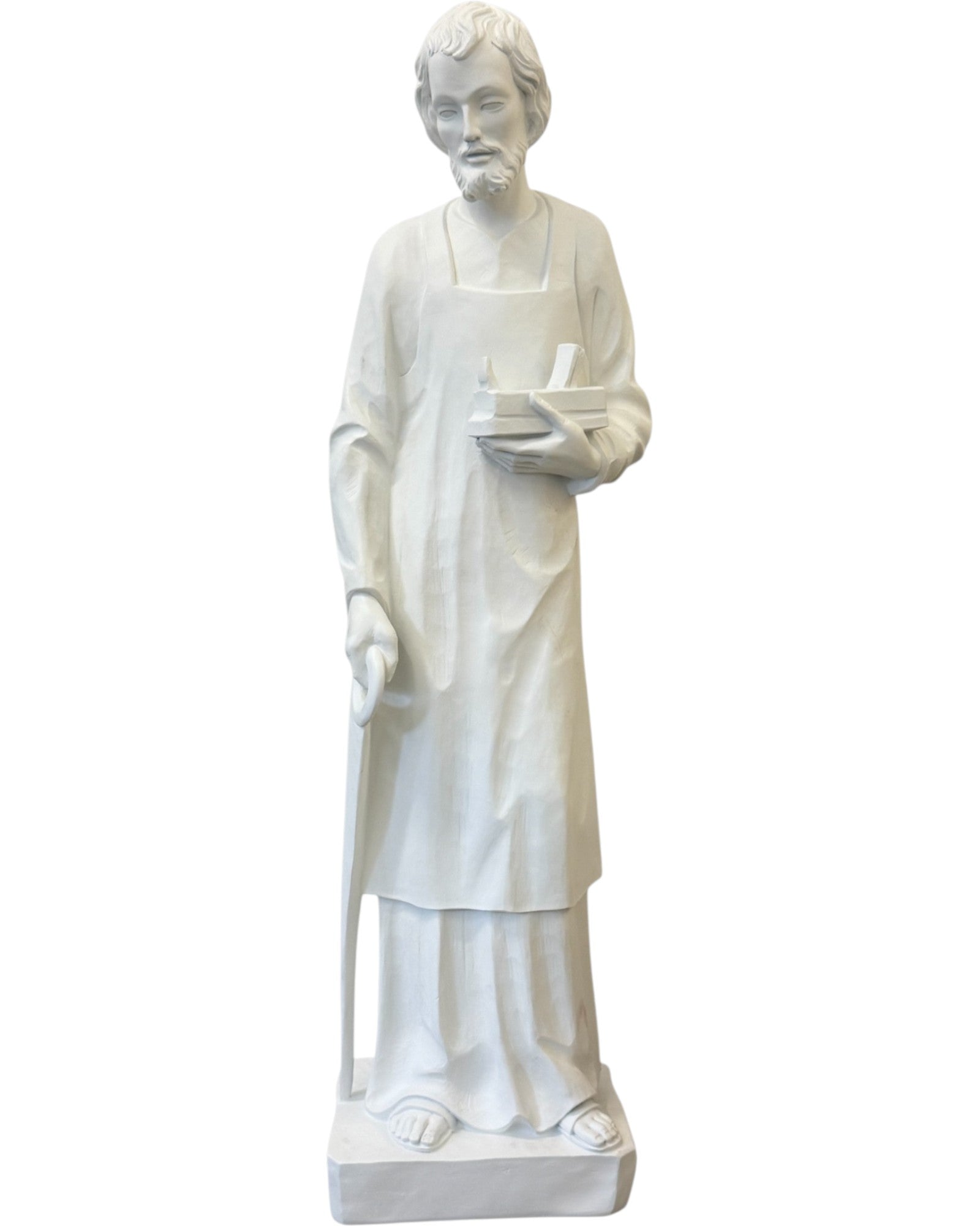 San Giuseppe Lavoratore statua fibra di vetro 120 cm bianca per esterno - Dolfi Val Gardena