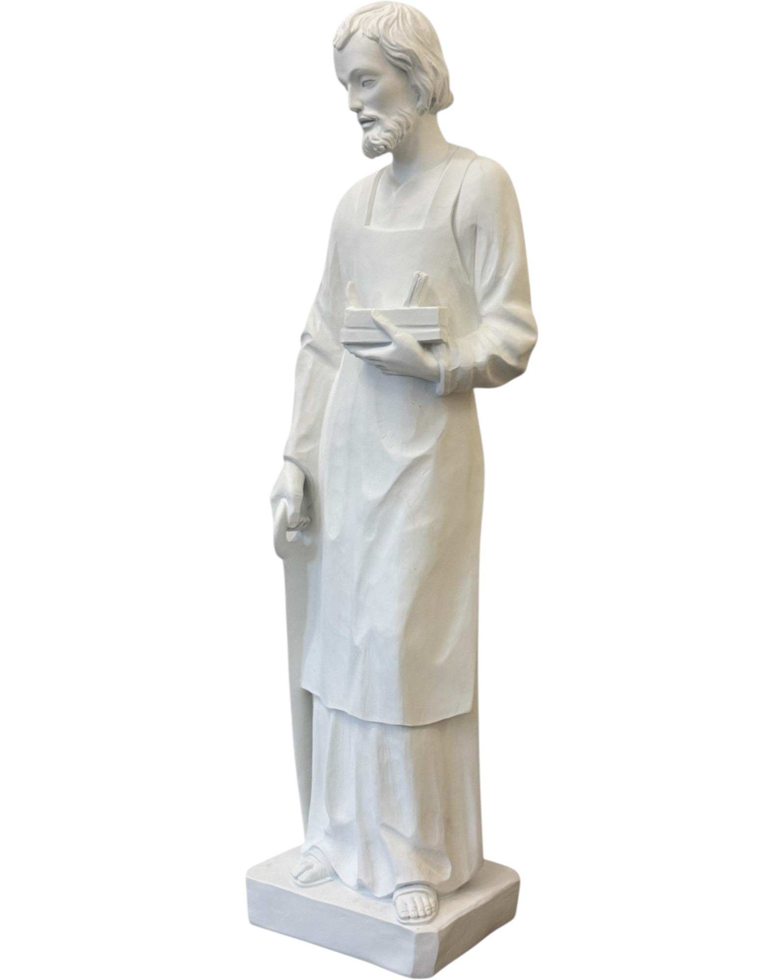 San Giuseppe Lavoratore statua fibra di vetro 120 cm bianca per esterno - Dolfi Val Gardena
