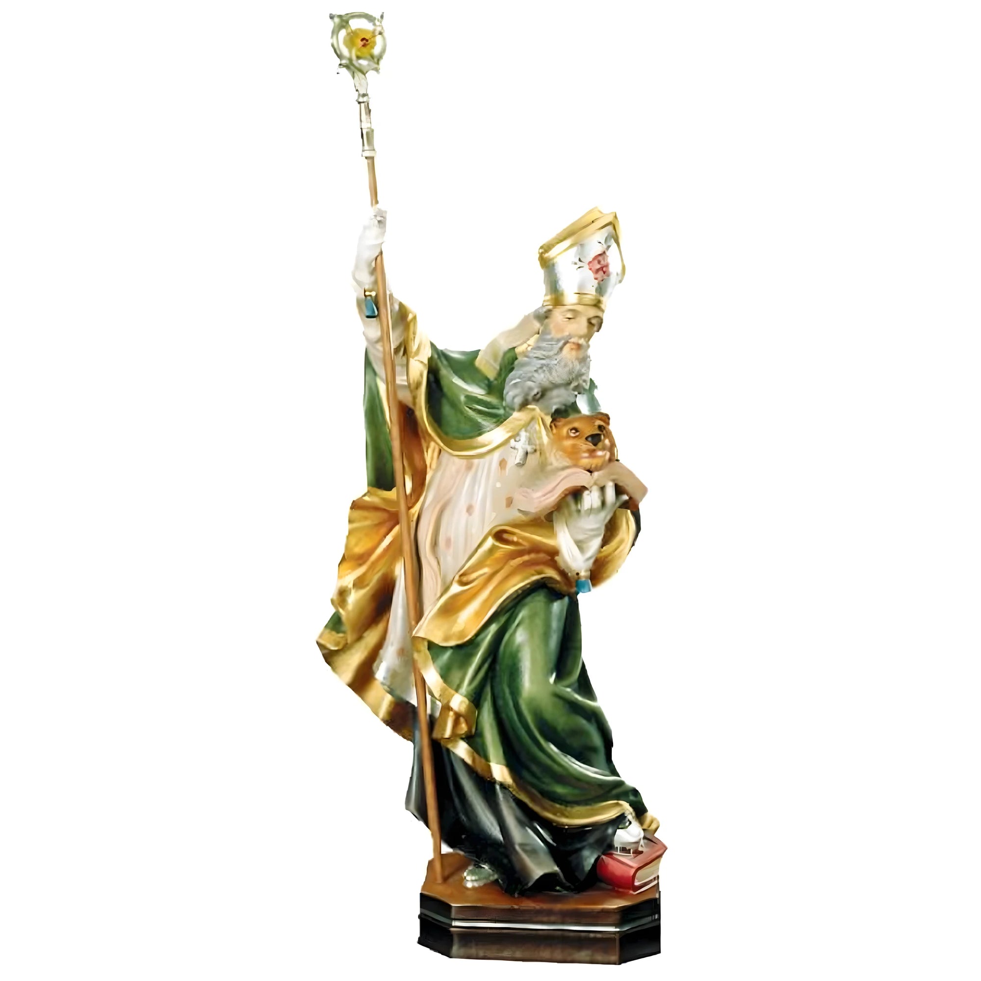 Sant'Ambrogio Vescovo: Statua in Legno di Tiglio Intagliata a Mano