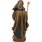 Santa Aldegonda di Maubeuge con Pastorale e Libro, Scultura in Legno Val Gardena