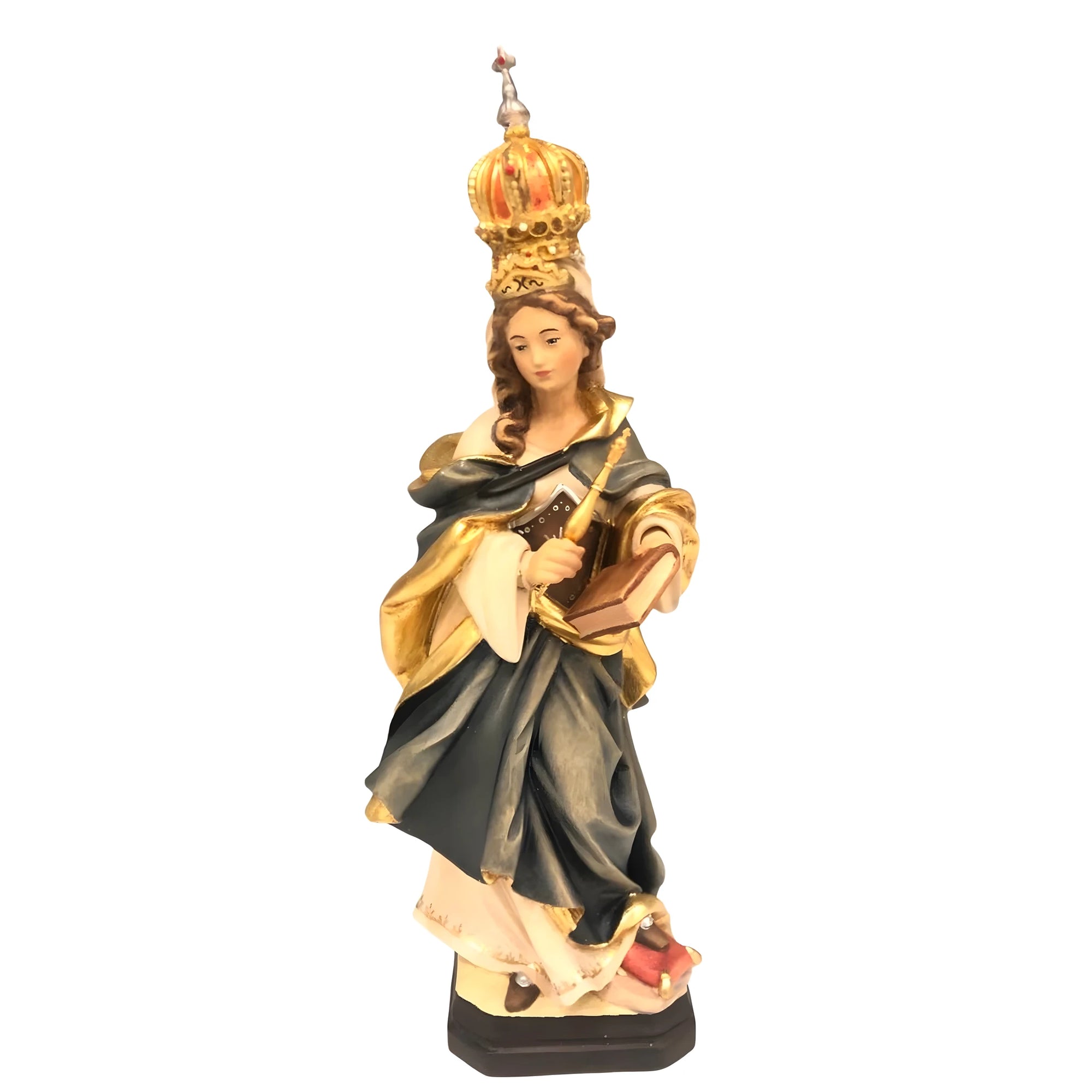 Saint Cunigunde Hand-Painted Wood Statue | Val Gardena Sculpture