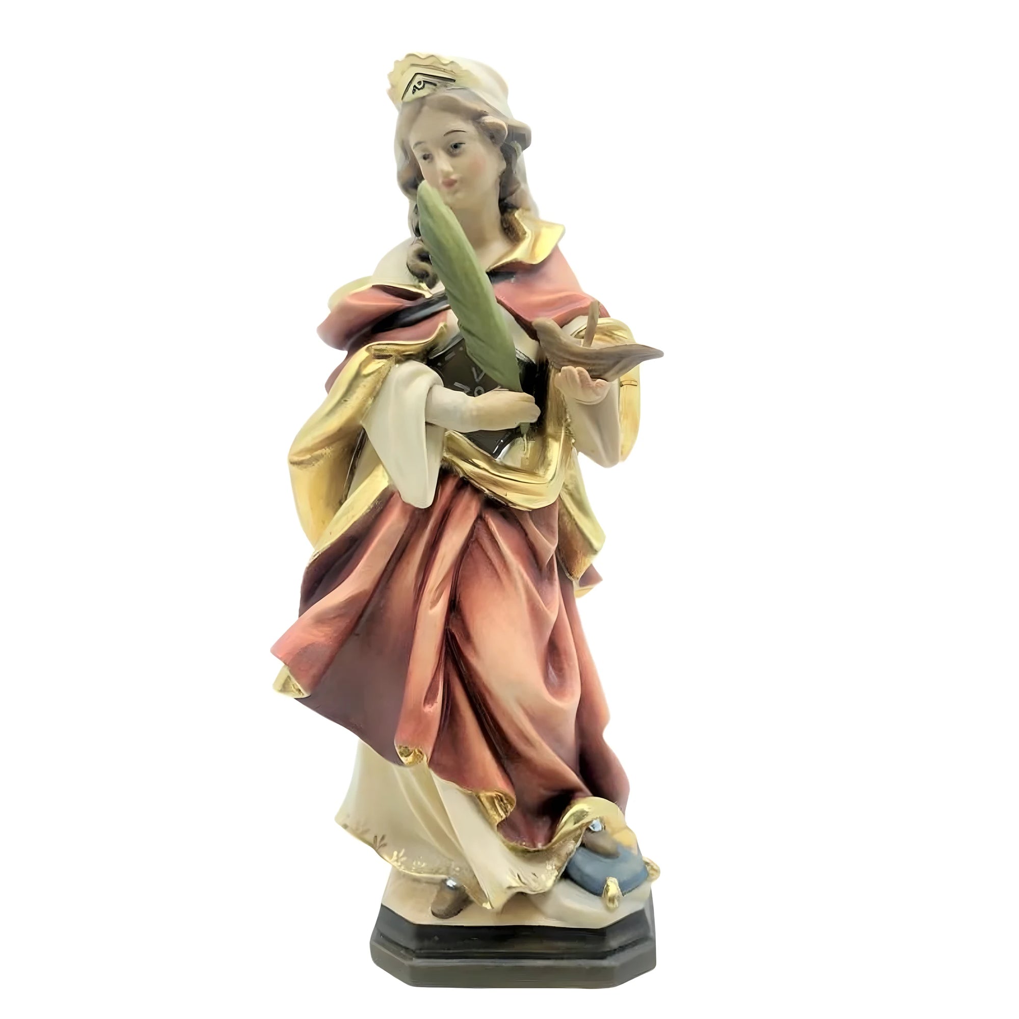 Santa Fermina: Handbemalte Holzstatue aus Gröden