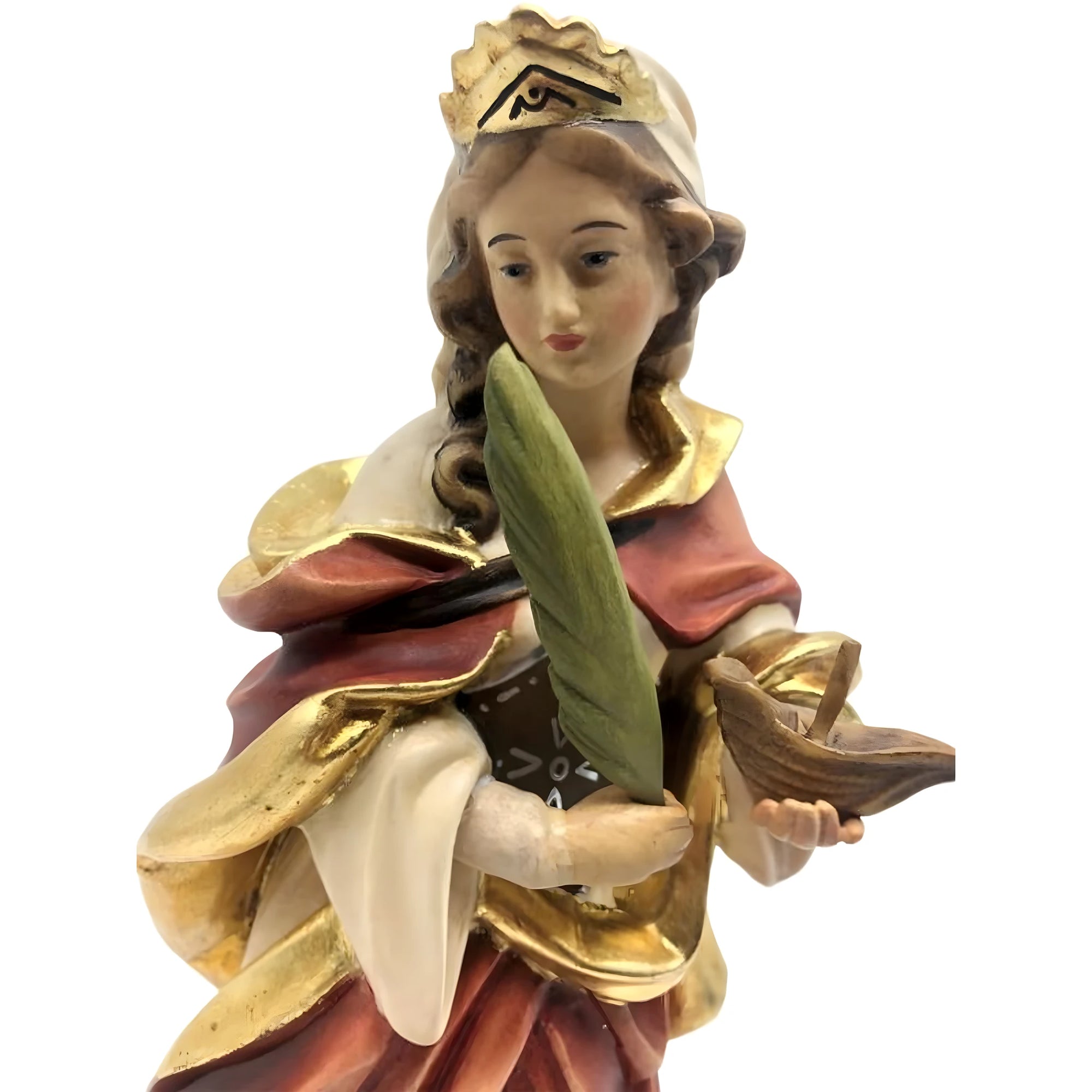 Santa Fermina: Handbemalte Holzstatue aus Gröden