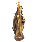 Saint Walburga Hand Carved Oil Painted Wood Statue Val Gardena