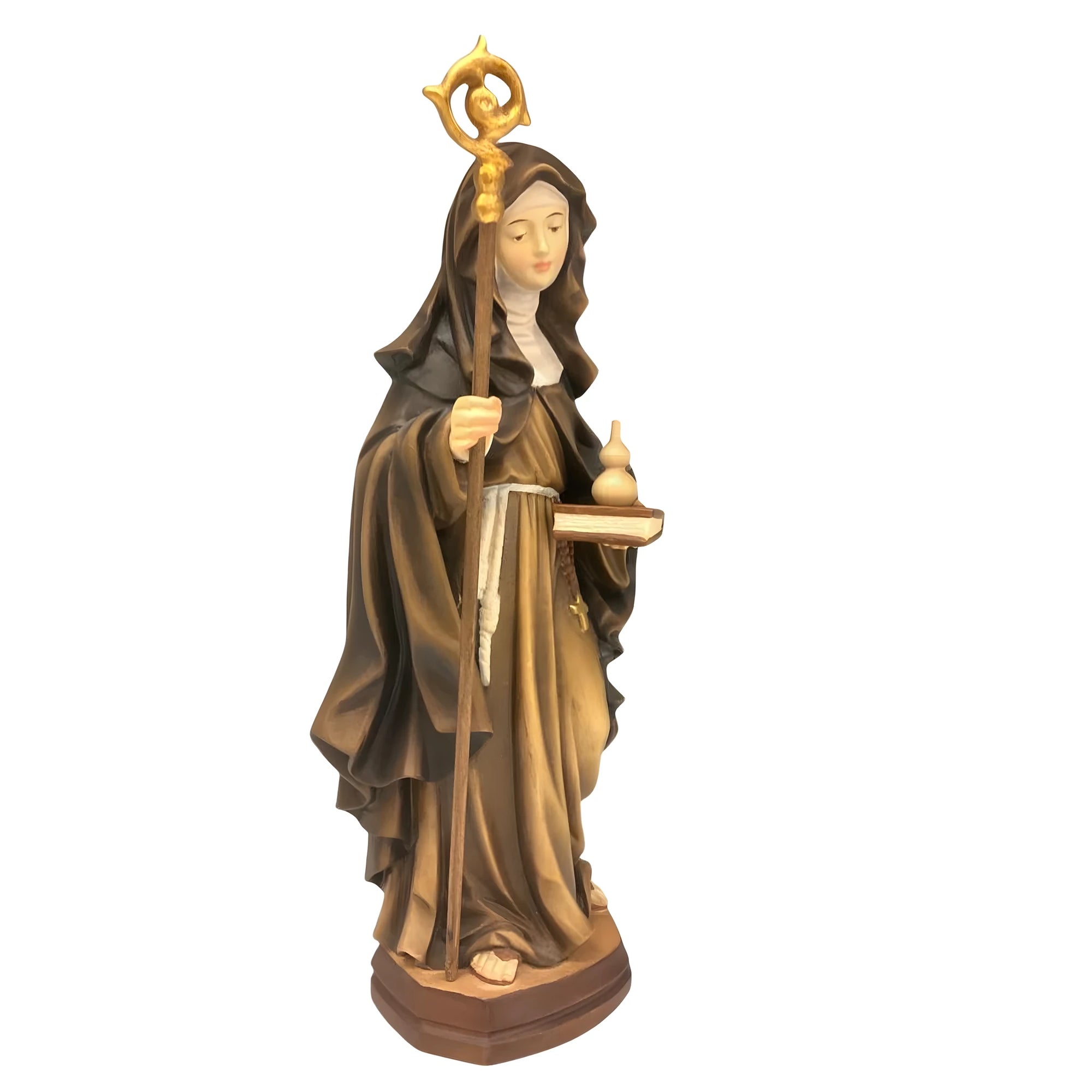 Heilige Walburga Holzstatue, Ölfarben, Kunsthandwerk Grödental