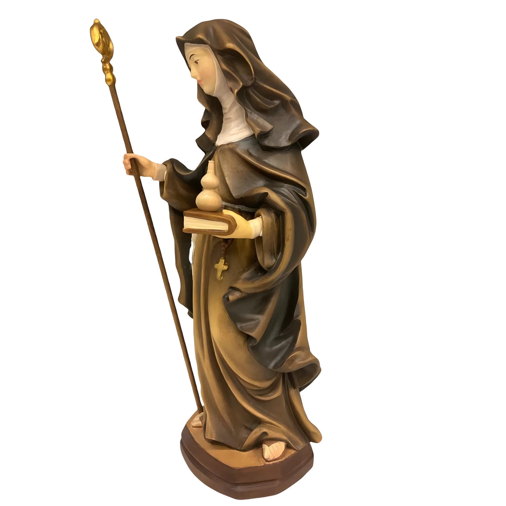 Saint Walburga Hand Carved Oil Painted Wood Statue Val Gardena