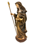 Saint Walburga Hand Carved Oil Painted Wood Statue Val Gardena