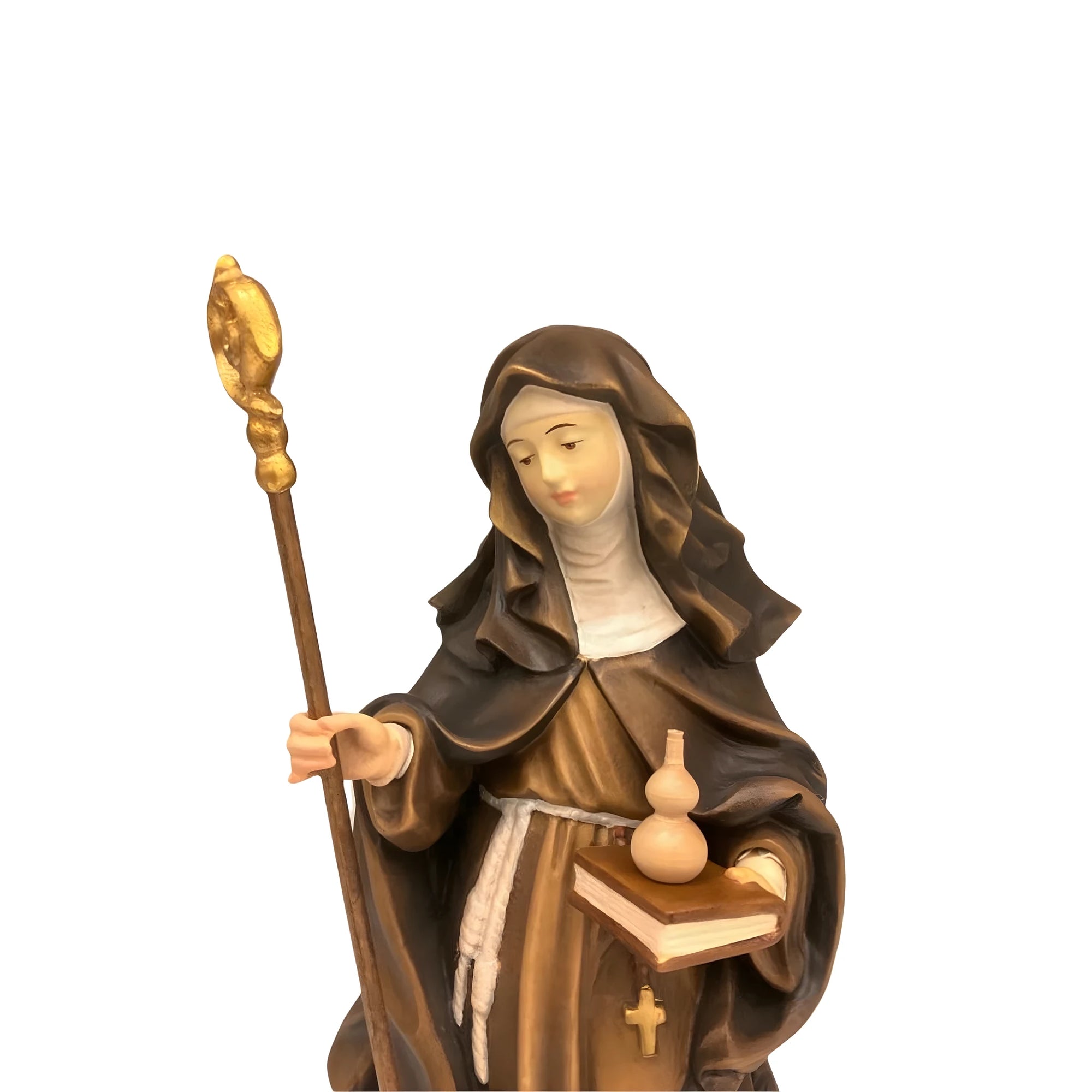 Heilige Walburga Holzstatue, Ölfarben, Kunsthandwerk Grödental