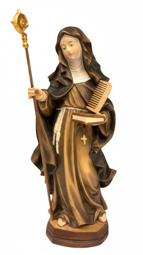 Estatua de Santa Verena de Madera Tallada, Obra Maestra de Arte Sacro Val Gardena
