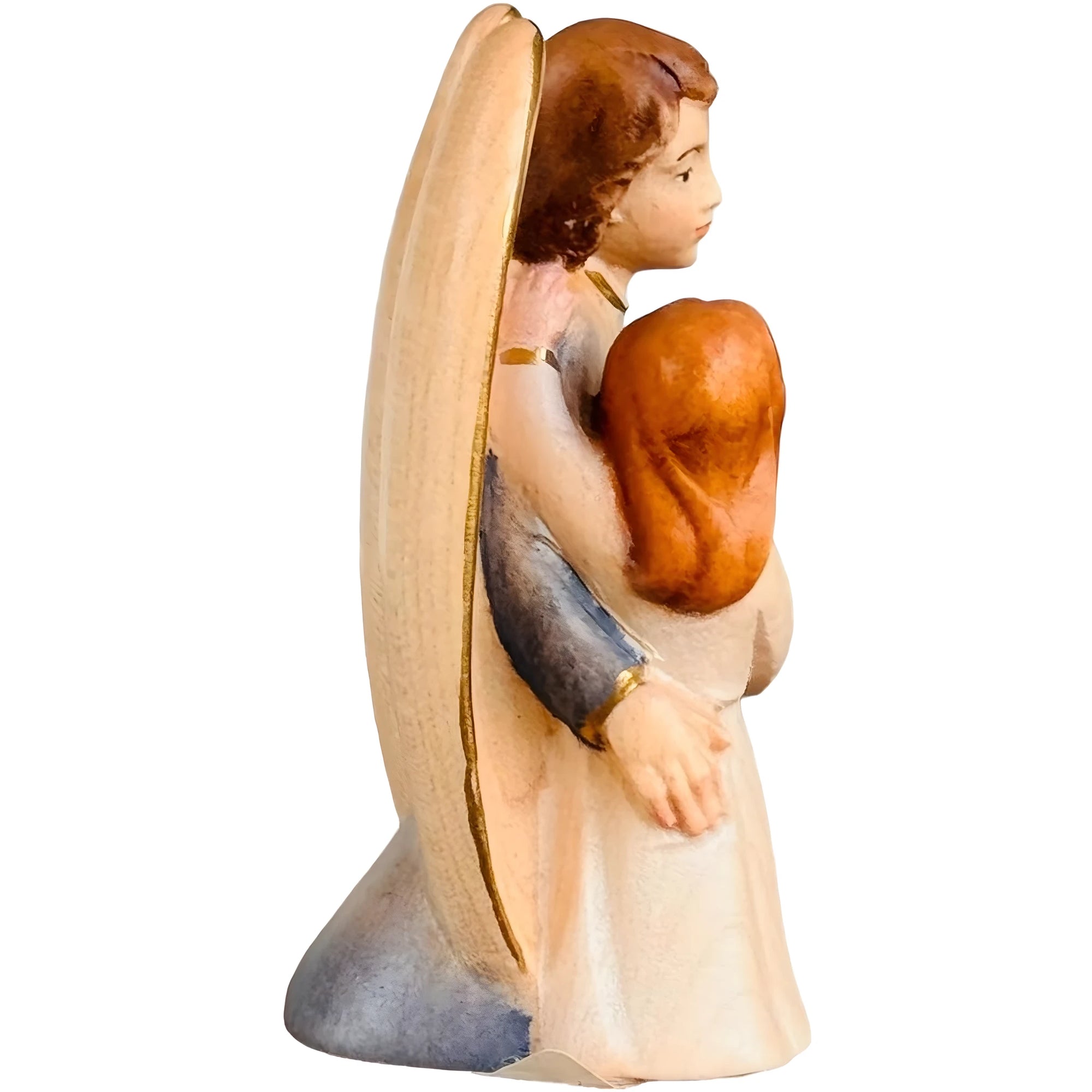 Guardian Angel Sculpture with Girl in Val Gardena Maple Wood