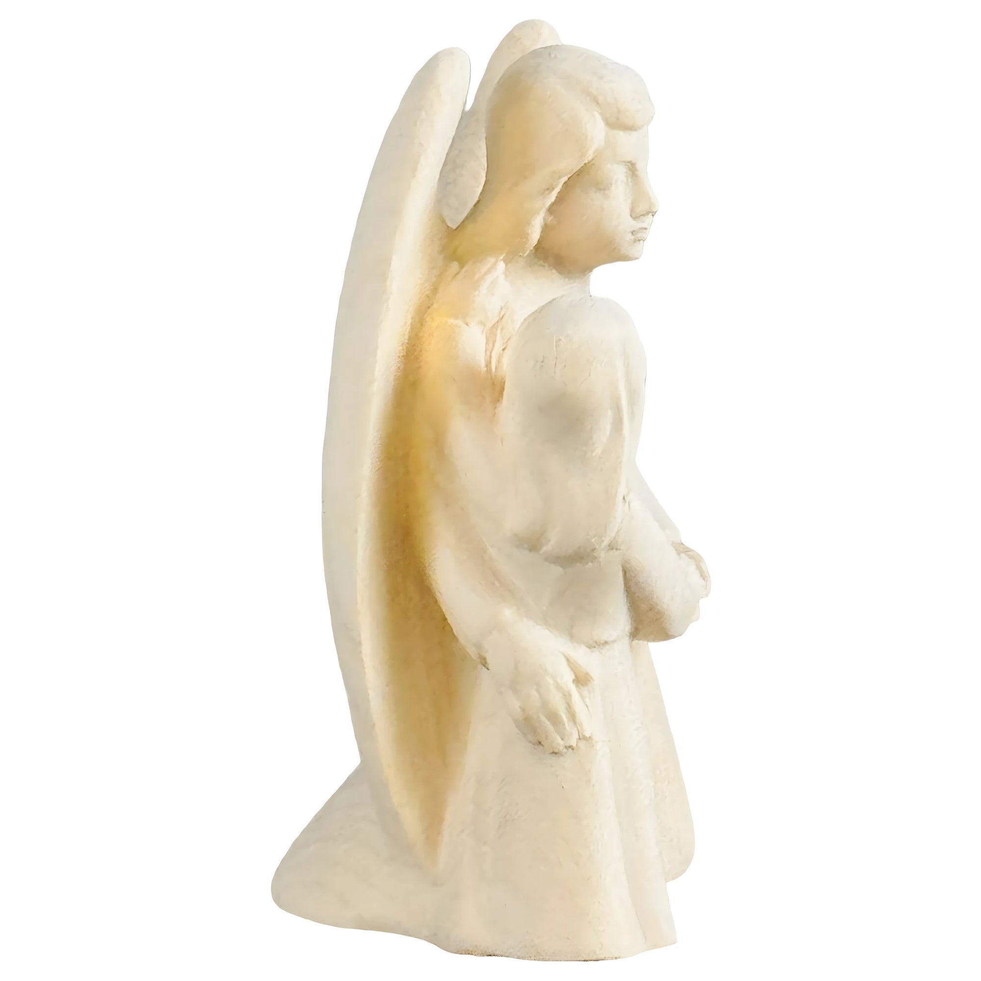 Guardian Angel Sculpture with Girl in Val Gardena Maple Wood