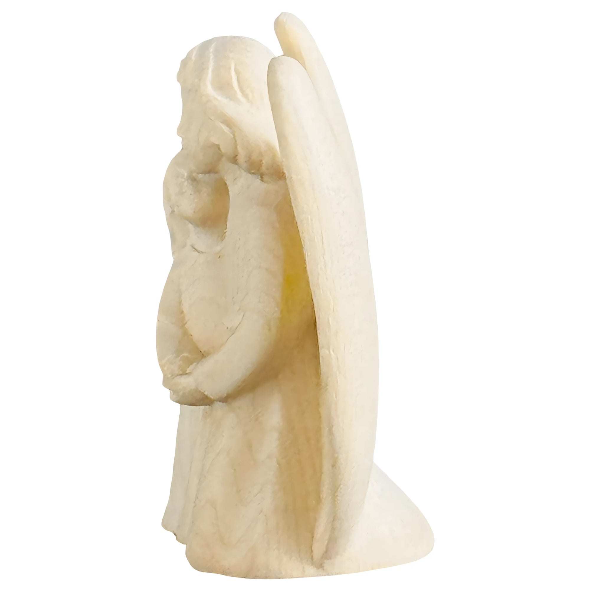Guardian Angel Sculpture with Girl in Val Gardena Maple Wood
