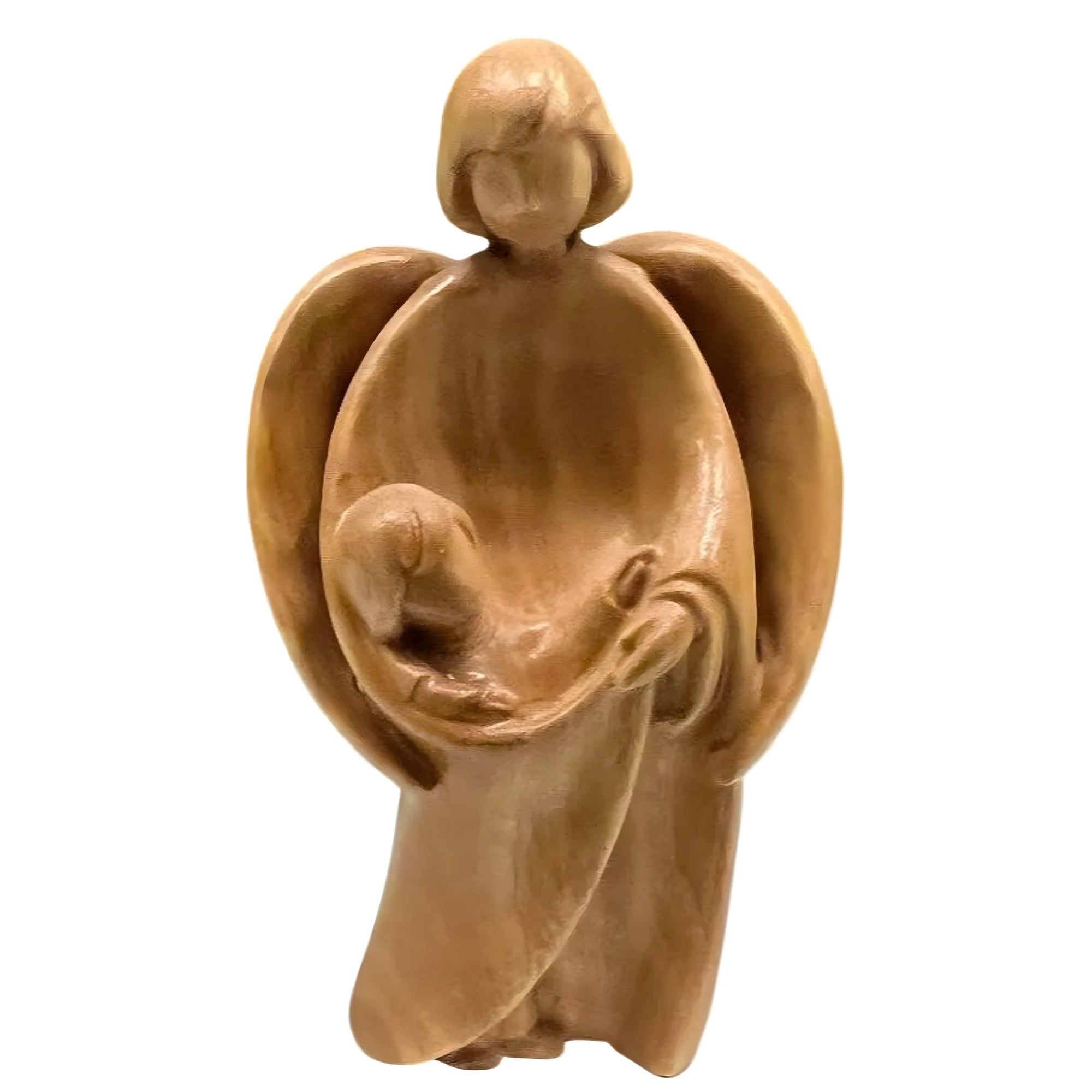 Guardian Angel Sculpture with Child | Sacred Handicrafts Val Gardena