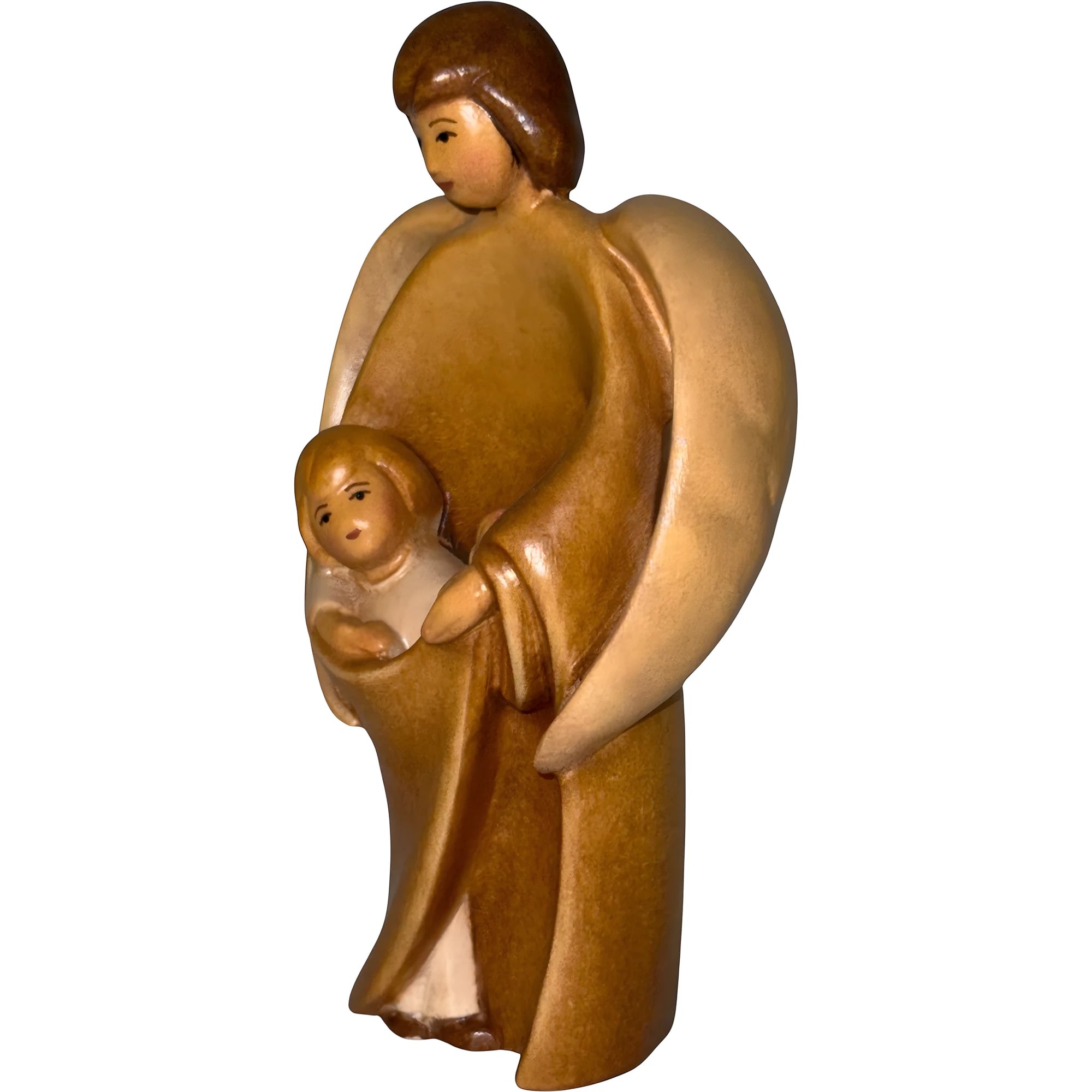 Guardian Angel Sculpture with Child | Sacred Handicrafts Val Gardena
