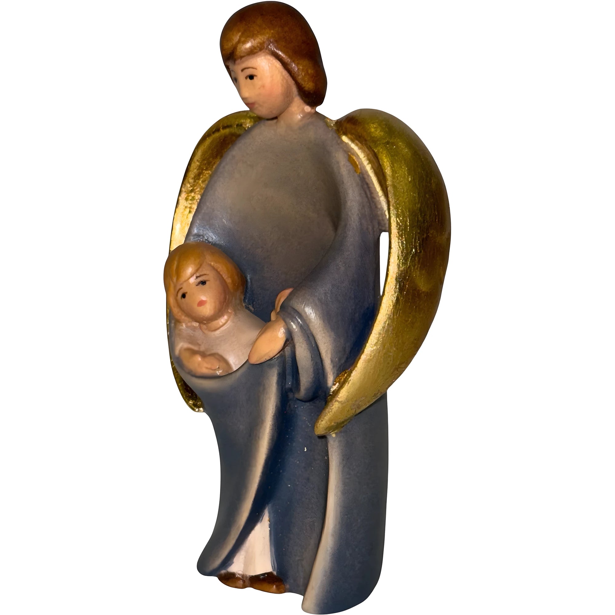 Guardian Angel Sculpture with Child | Sacred Handicrafts Val Gardena