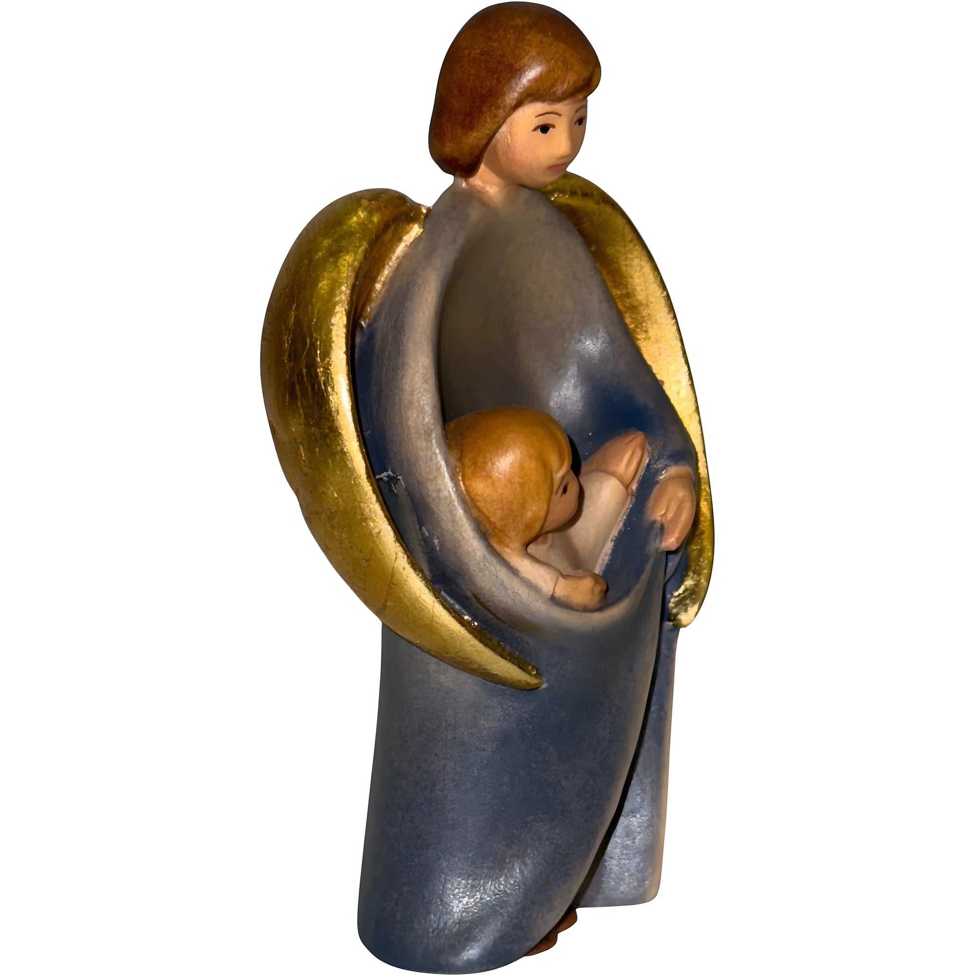 Guardian Angel Sculpture with Child | Sacred Handicrafts Val Gardena