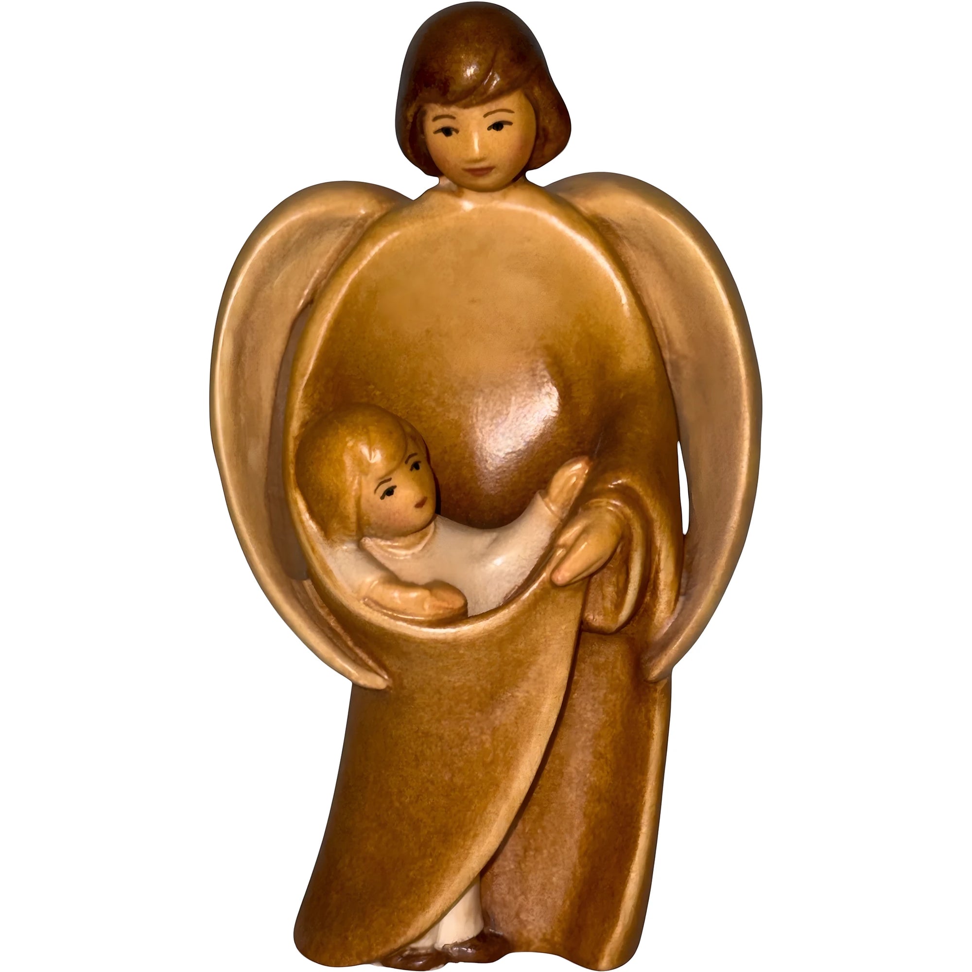 Guardian Angel Sculpture with Child | Sacred Handicrafts Val Gardena