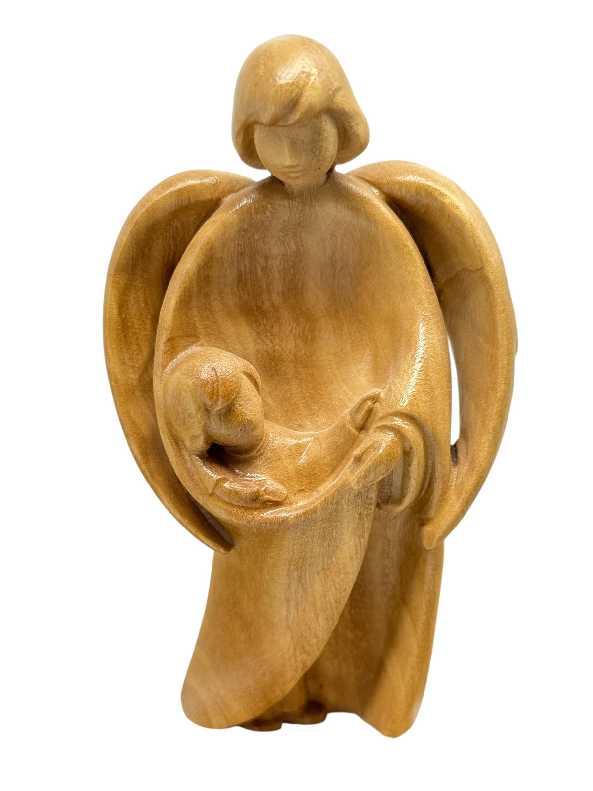 Scultura-Angelo-Custode-con-Bimbo-Artigianato-Sacro-Val-Gardena