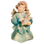 Scultura Angelo Musicista con Arpa in Legno d'Acero della Val Gardena