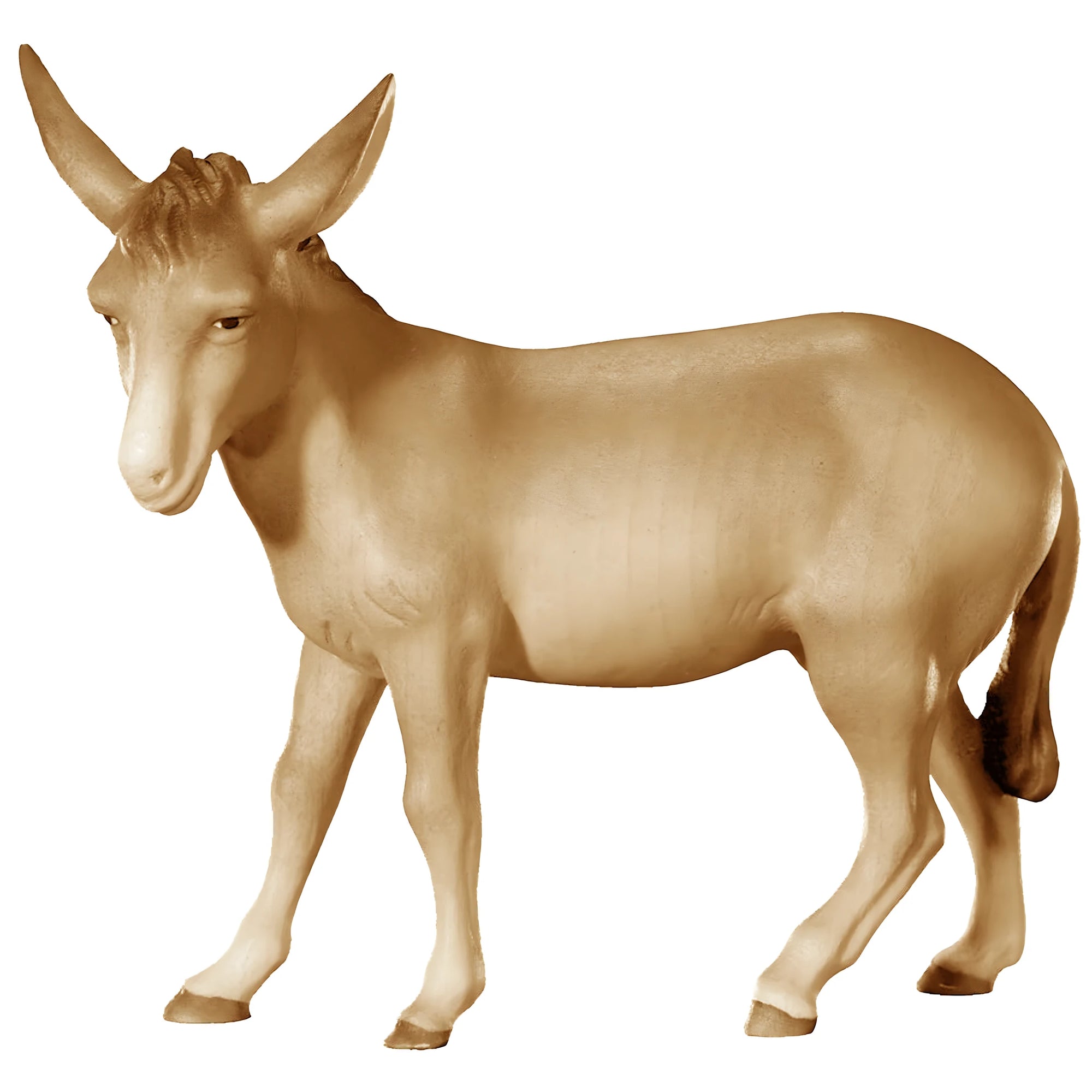 Maple Wood Donkey Sculpture, Val Gardena Colorful Craftsmanship