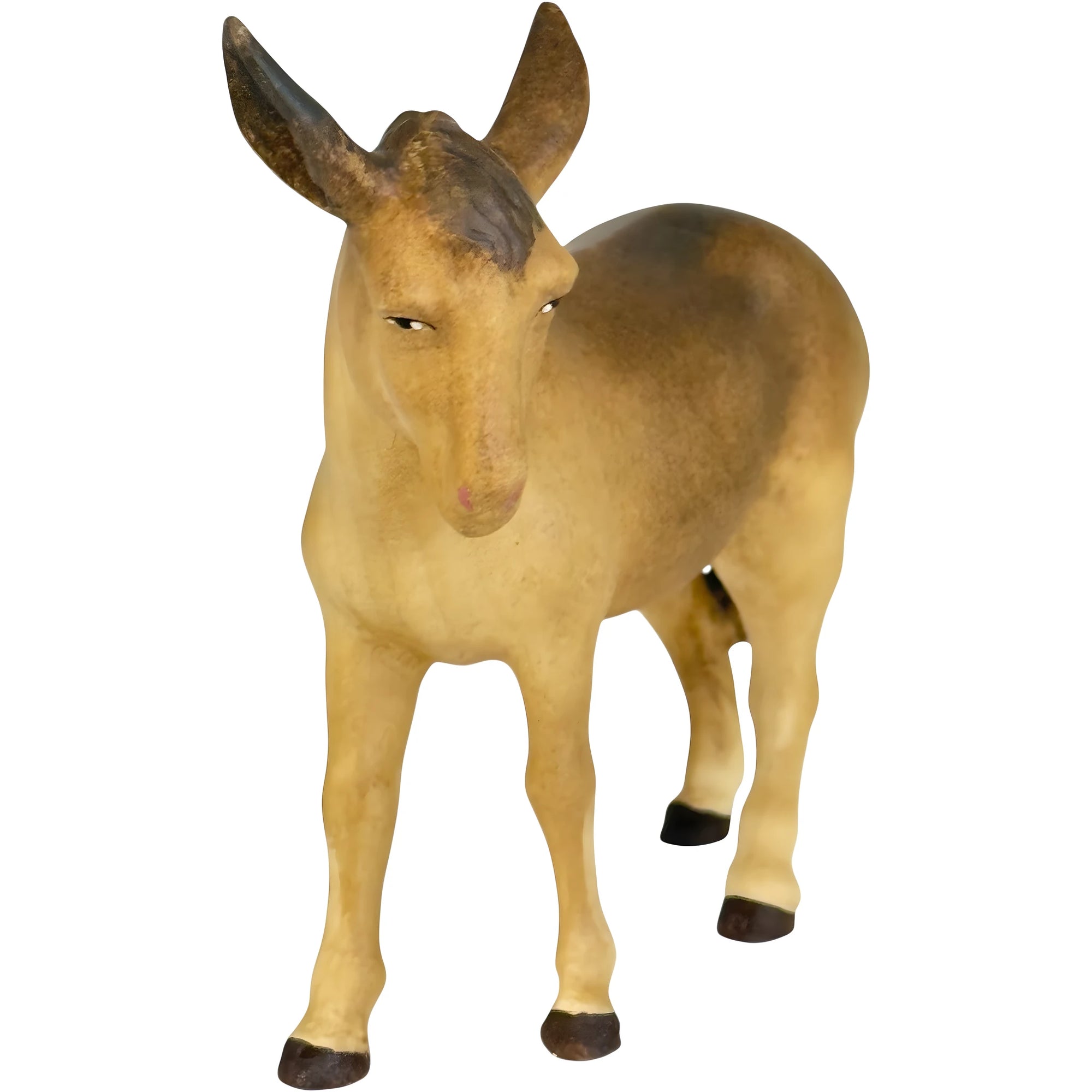 Maple Wood Donkey Sculpture, Val Gardena Colorful Craftsmanship