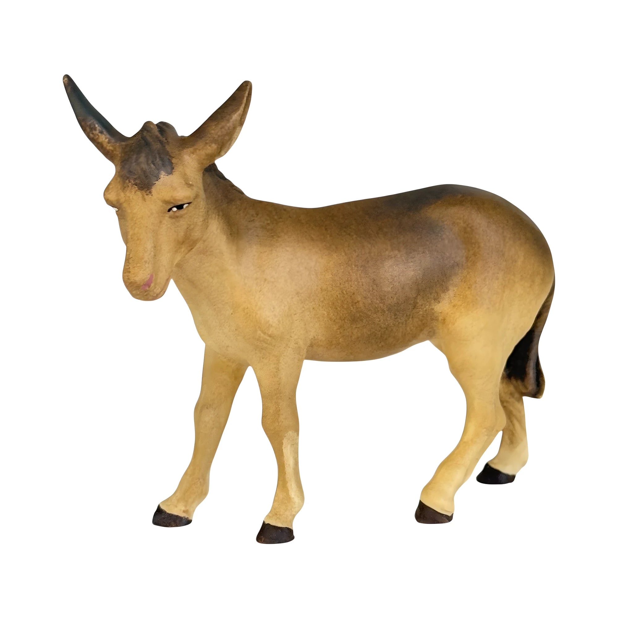 Maple Wood Donkey Sculpture, Val Gardena Colorful Craftsmanship