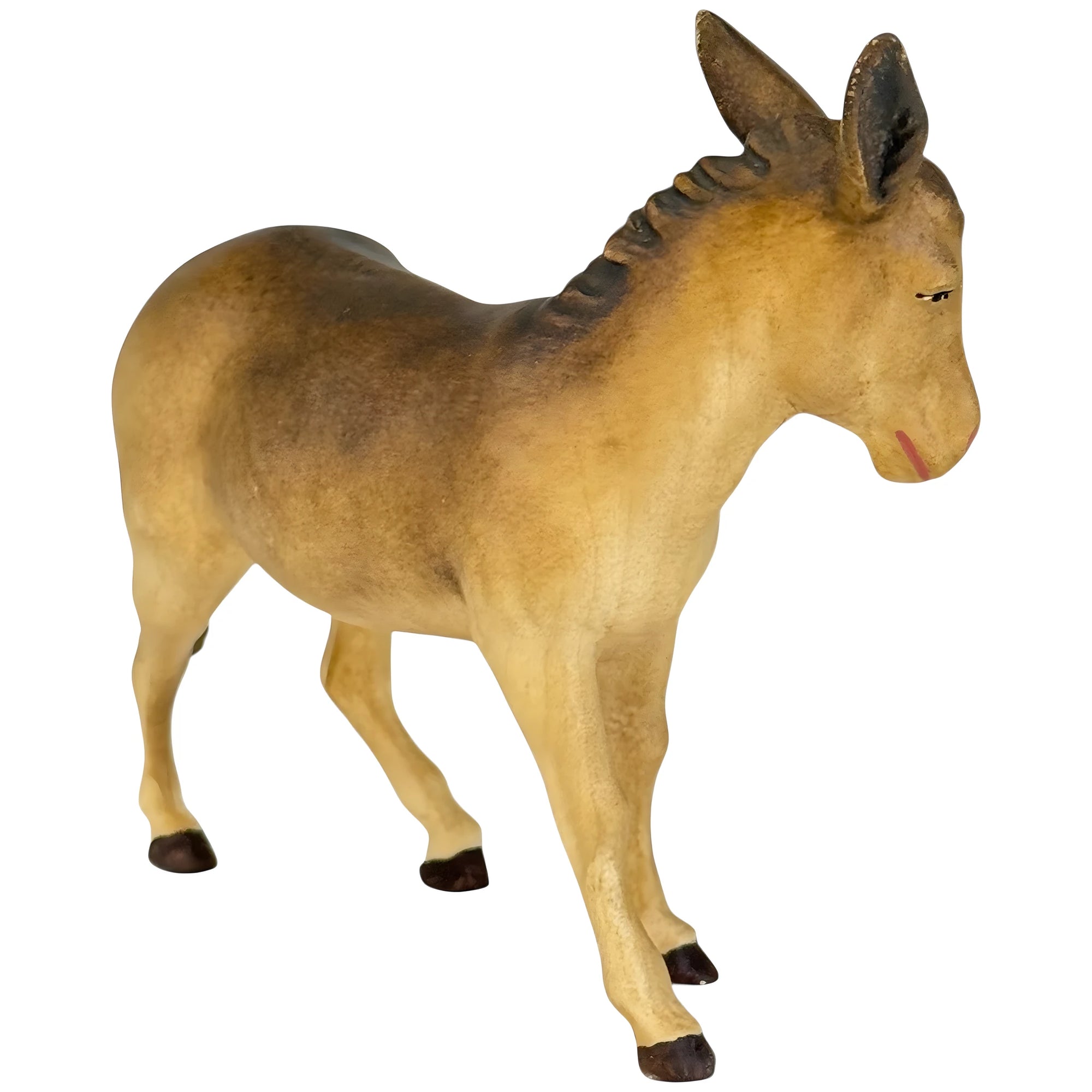 Maple Wood Donkey Sculpture, Val Gardena Colorful Craftsmanship